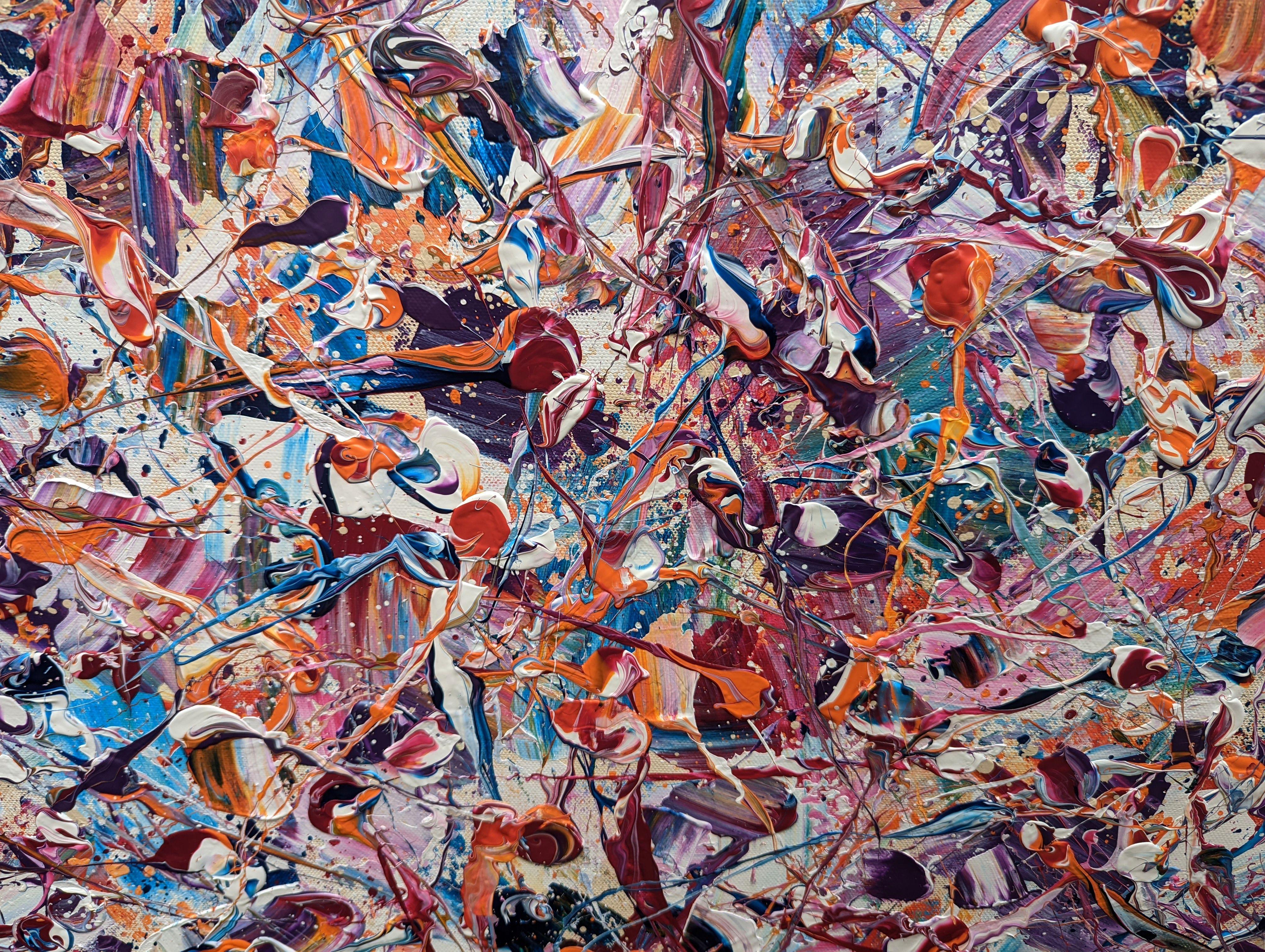 Abstract Synapses - Is It Just Me, Myself And I    76 x 76 cm    Having successfully sold small abstracts in my favourite abstract style, I wanted to challenge myself and try working on a larger scale.    This piece turned out better than I
