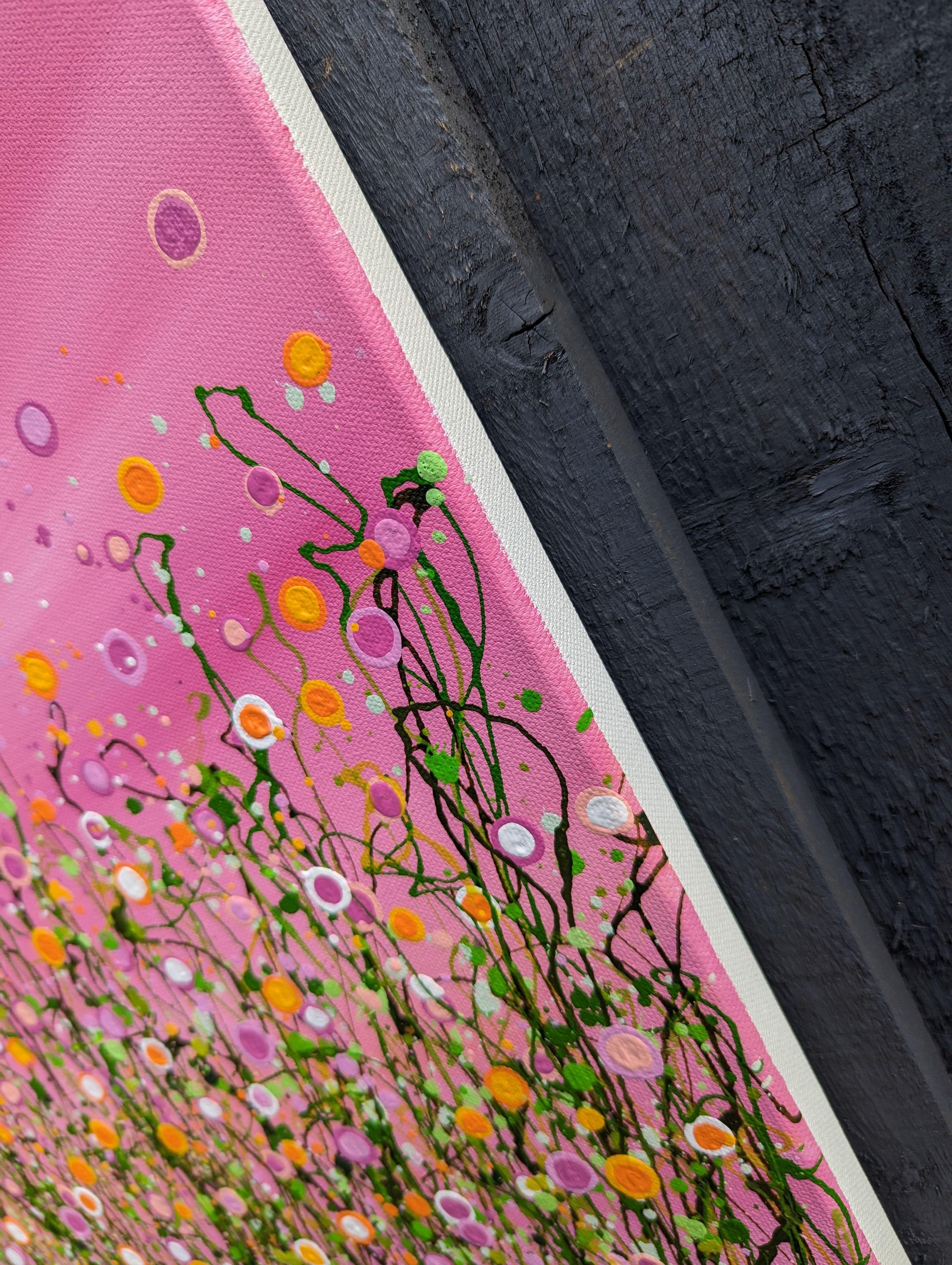 Prati di coriandoli #4, Pittura, Acrilico su tela - Abstract Painting Marrone di Lucy  Moore