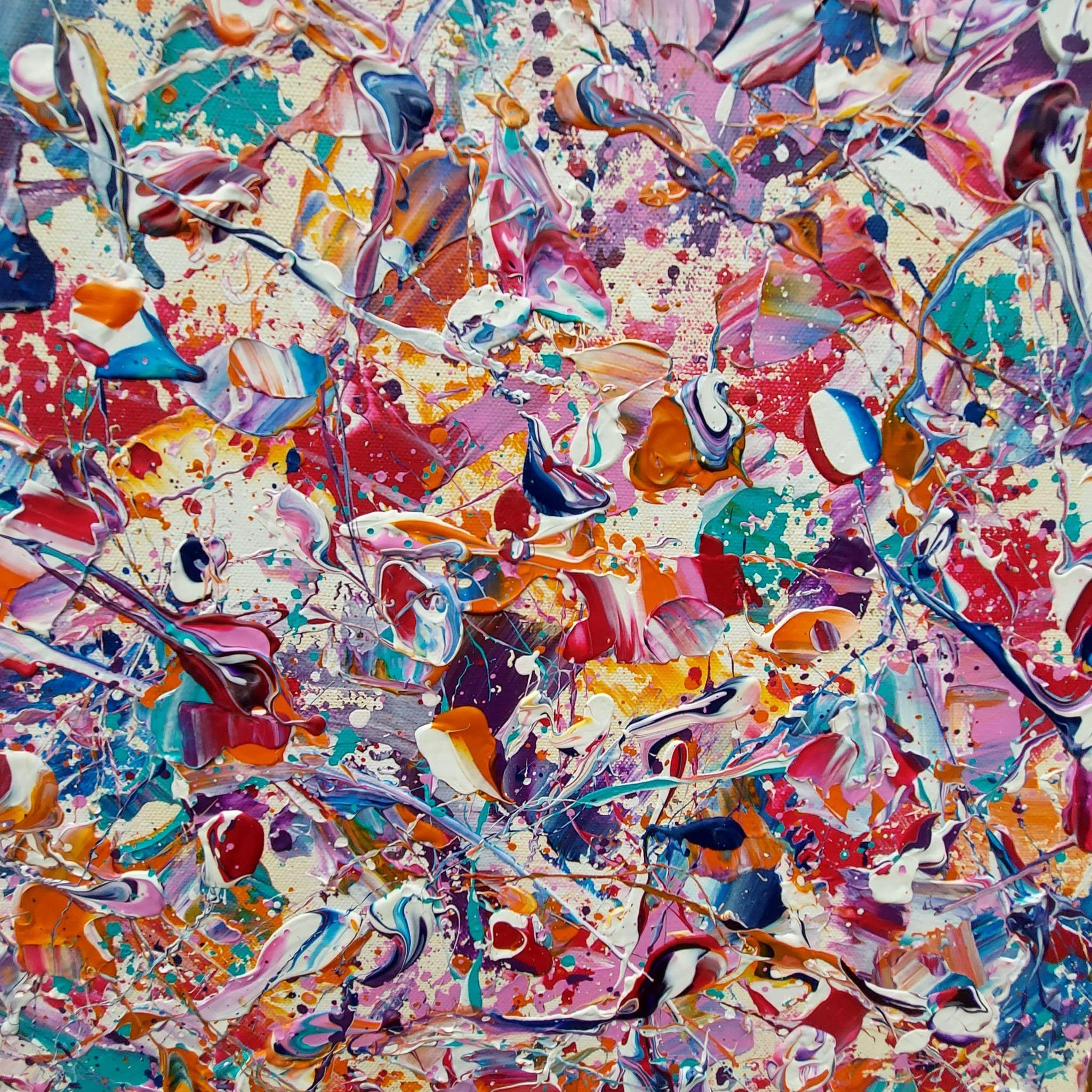 Do You Ever Get A Little Bit Tired Of Life...#3, Painting, Acrylic on Canvas - Beige Abstract Painting by Lucy  Moore