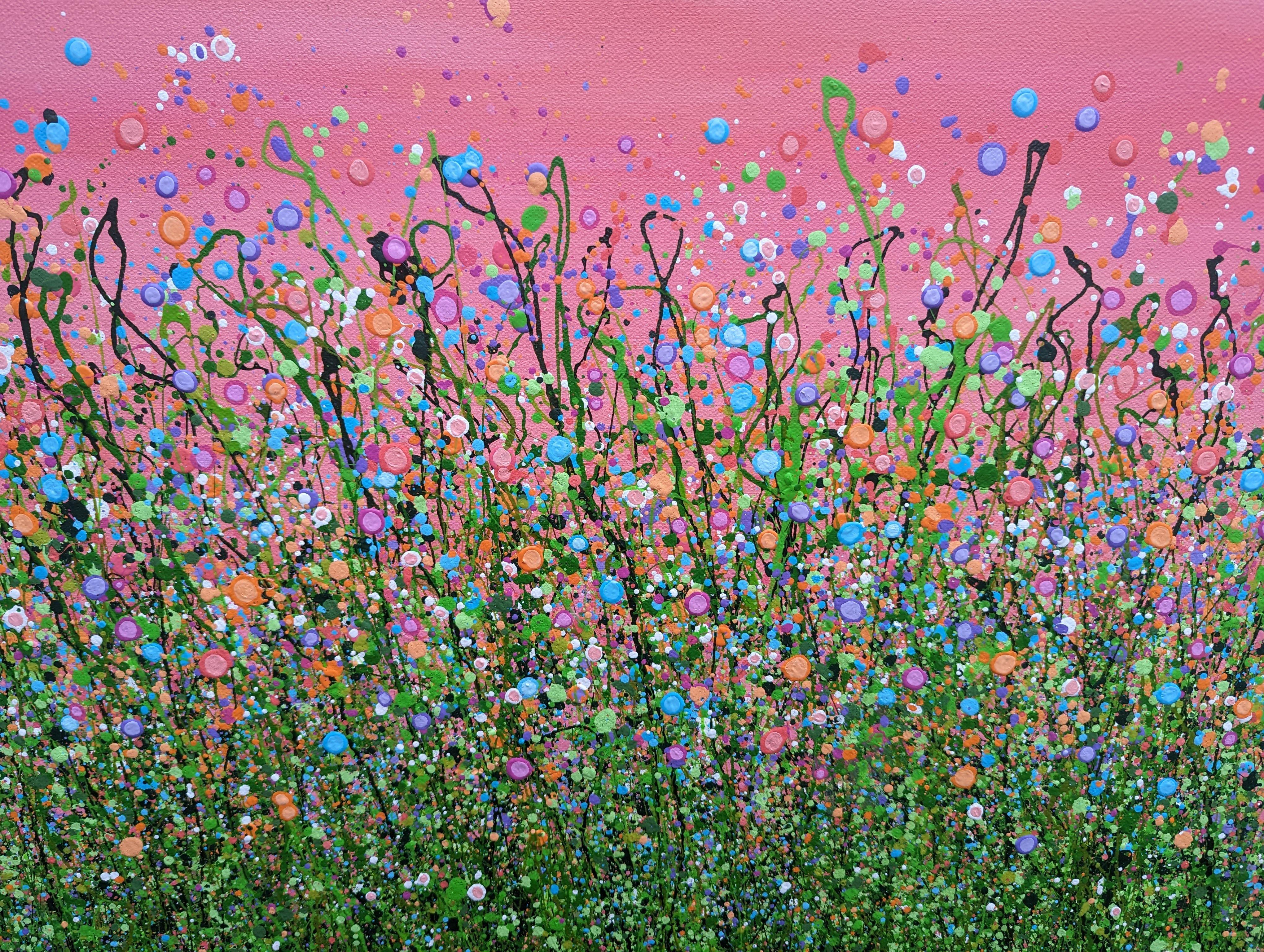 Flamingo Sky Meadows #5, Painting, Acrylic on Canvas - Brown Abstract Painting by Lucy  Moore