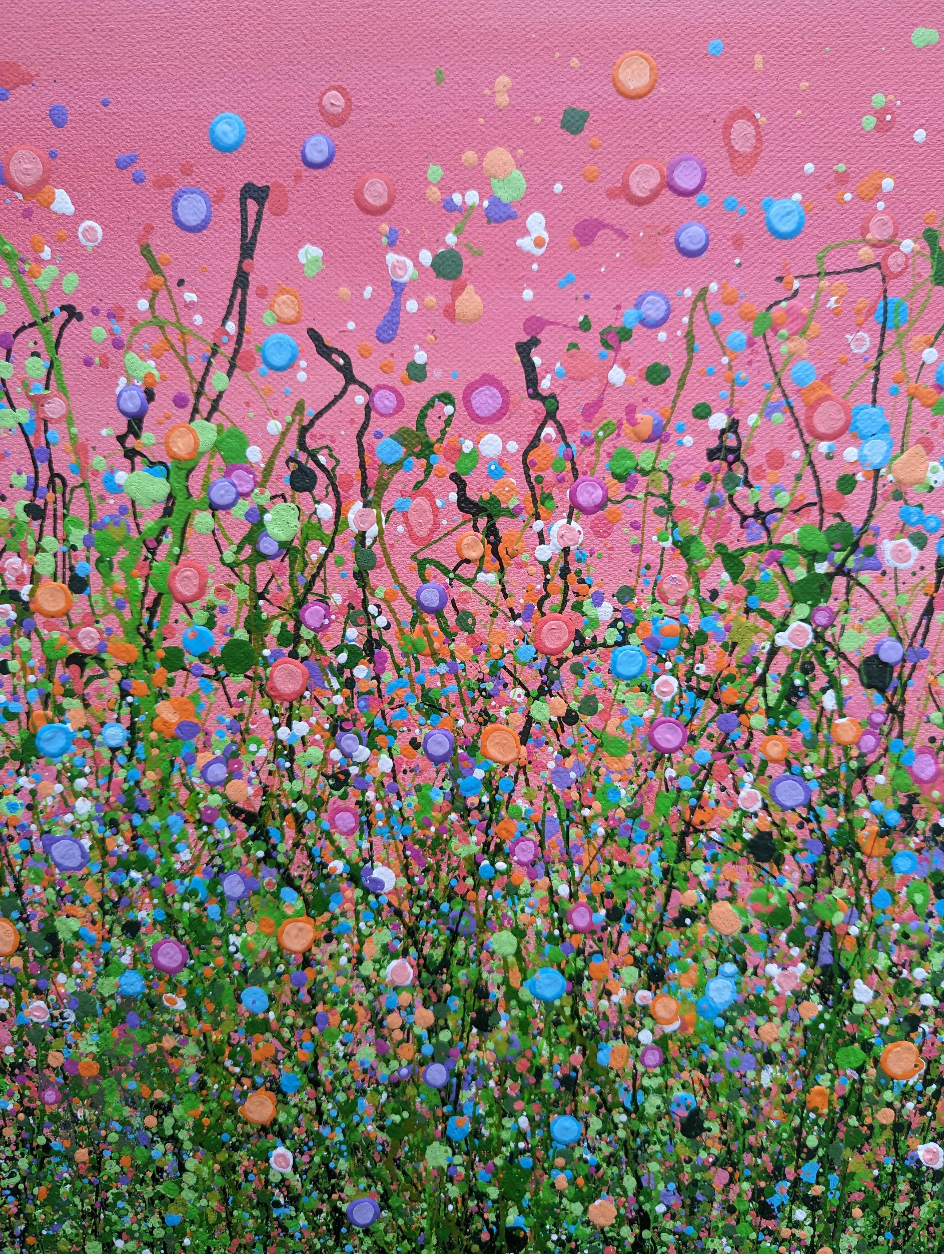 Flamingo Sky Meadows #5    I do ship worldwide, please contact for accurate shipping prices if your shipping destination isn't listed.    Using a little texture I have created this meadow popping with vibrancy.    I love to splash around with colour