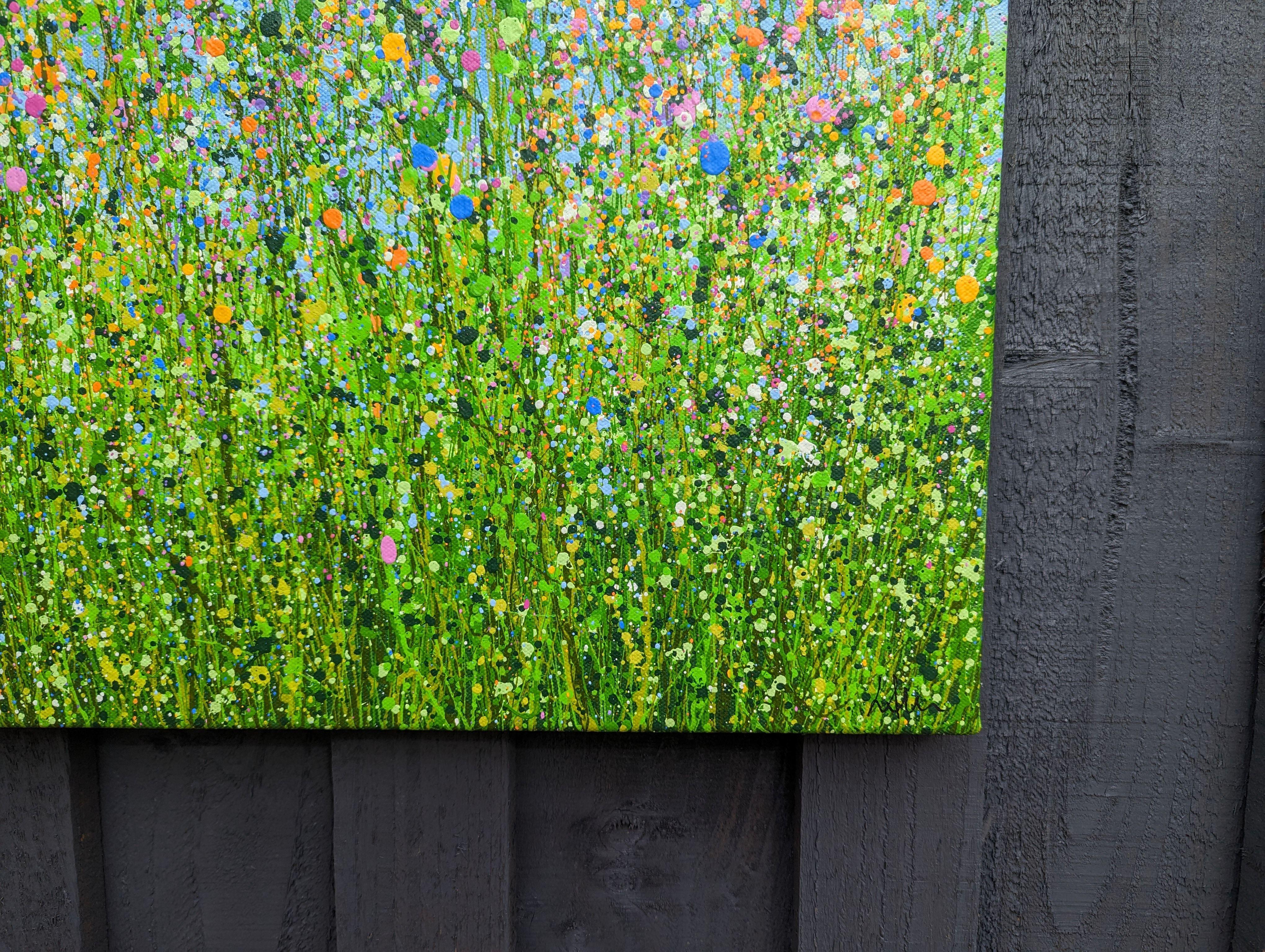 Frühlingsträume    Bei der Schaffung dieses Werks tauchte ich in die Essenz einer blühenden Wiese ein und ließ meiner Fantasie mit leuchtenden Acrylfarben zu einer unsichtbaren Symphonie freien Lauf. Das abstrakte und doch vertraute Bild der wilden