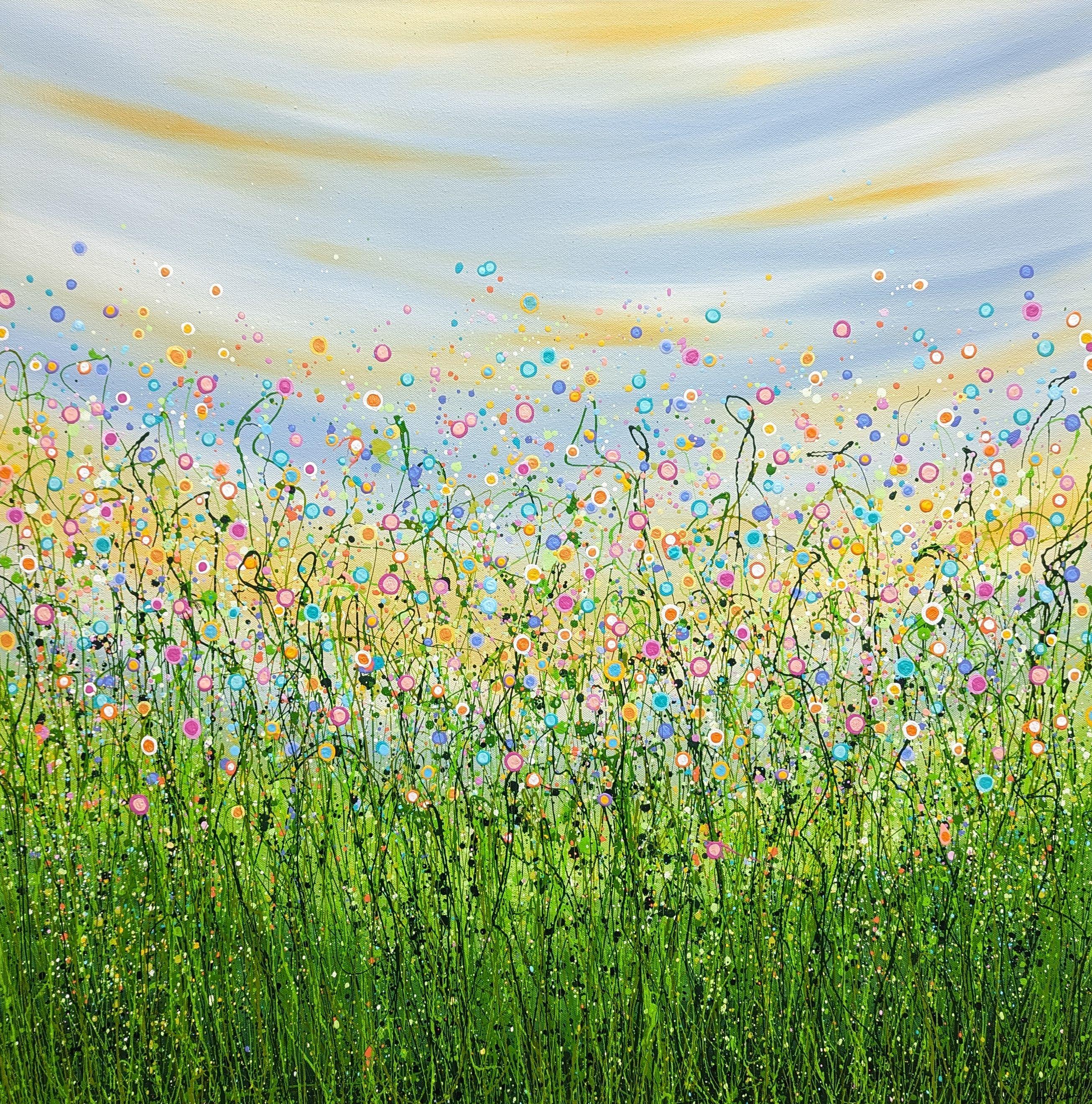 Summer Sprinkles    I do ship worldwide, please contact for accurate shipping prices if your shipping destination isn't listed.    76 x 76 cm    I love to splash around with colour creating wild abstract fields of flowers.    Using my signature