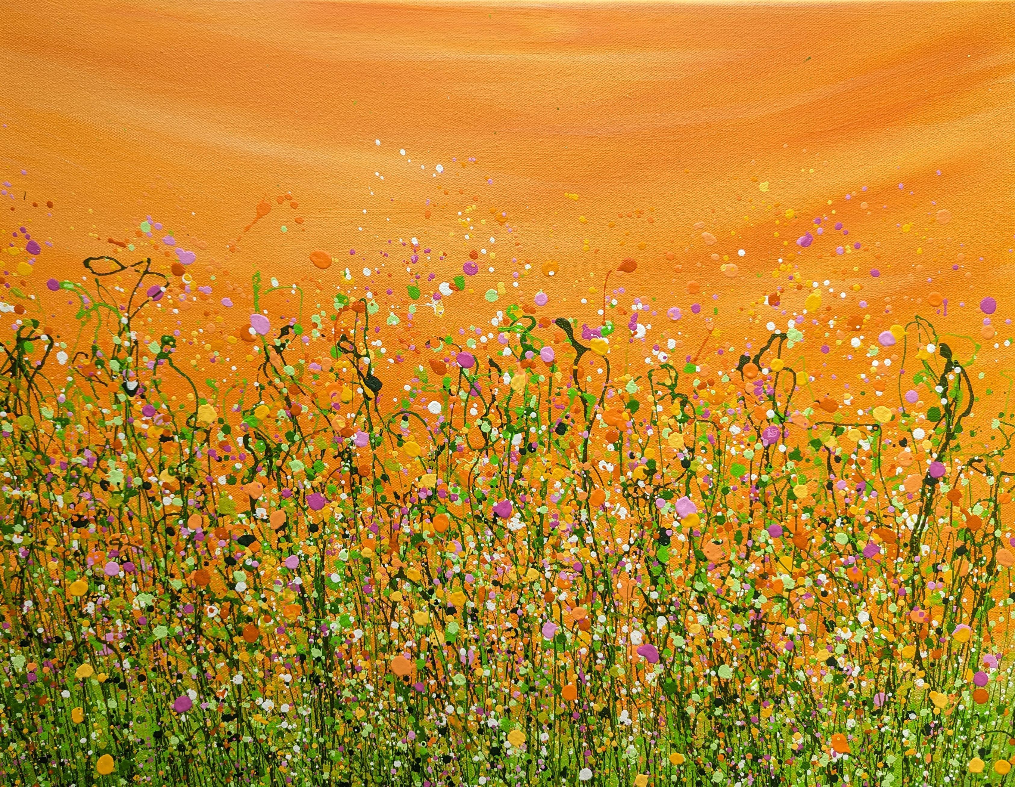 Tangerine Dream #9, Painting, Acrylic on Canvas - Yellow Abstract Painting by Lucy  Moore