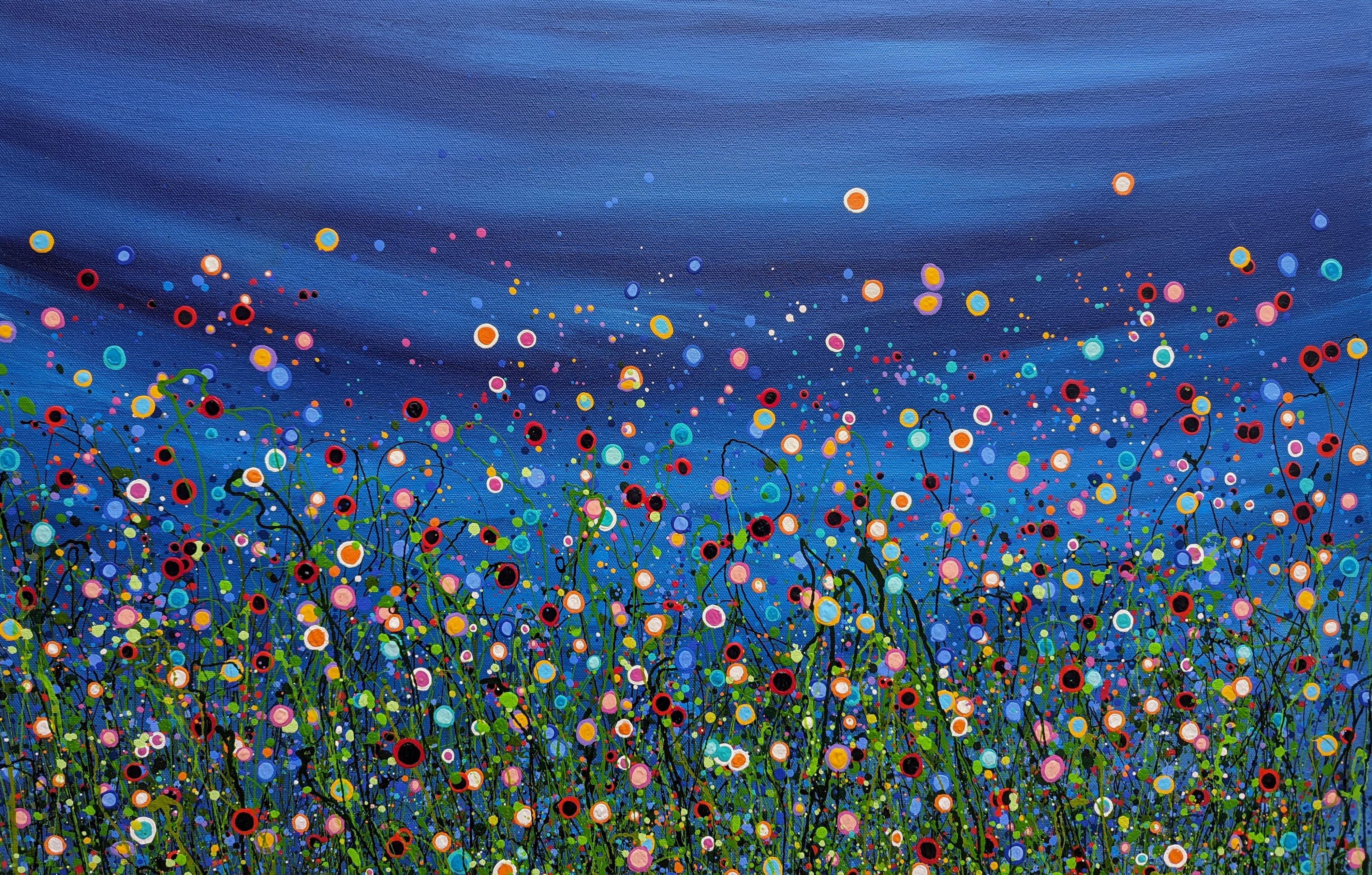Twilight Meadows #2, Painting, Acrylic on Canvas - Blue Abstract Painting by Lucy  Moore