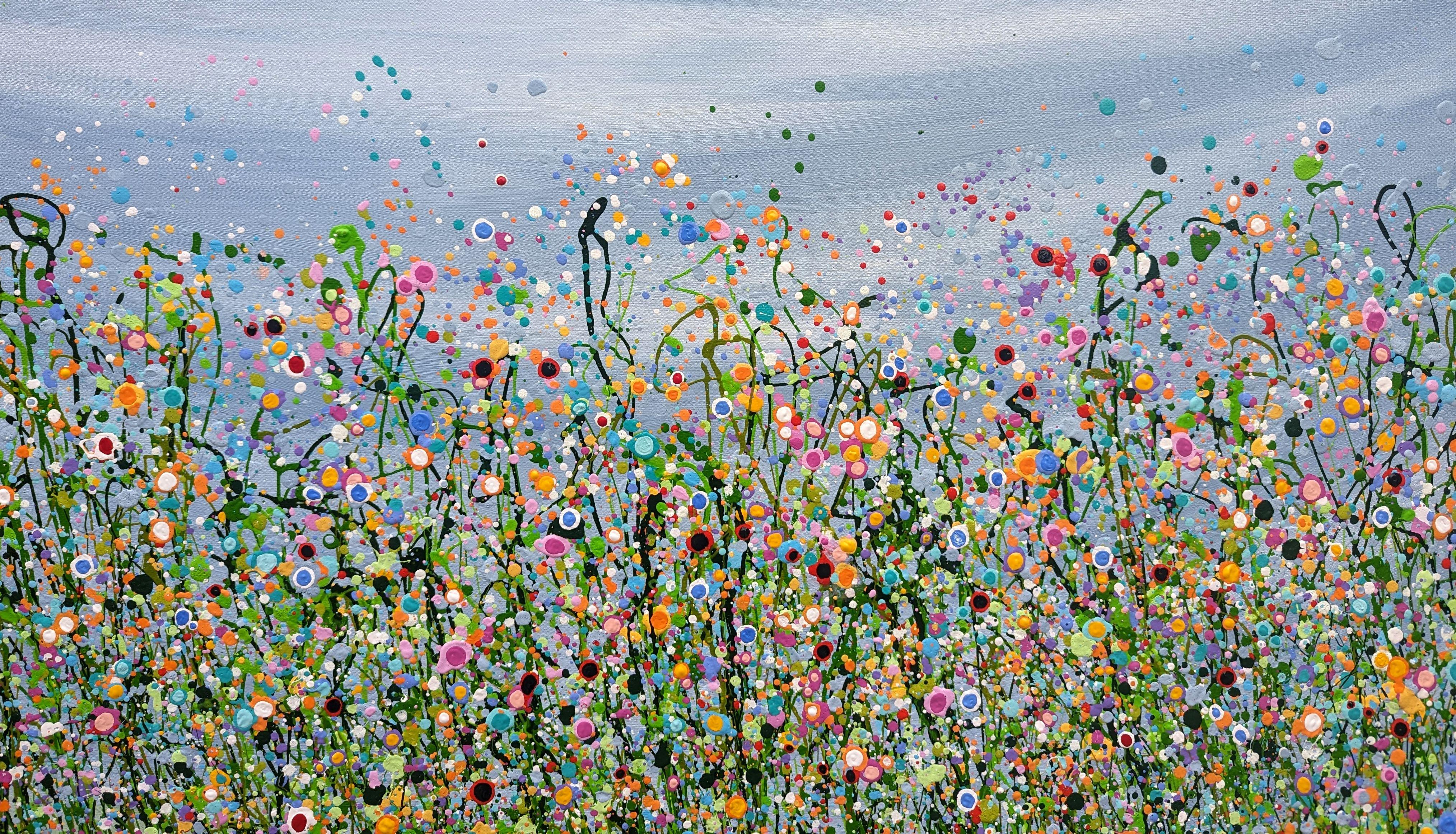 Wild Meadow Symphony #3, Painting, Acrylic on Canvas - Gray Abstract Painting by Lucy  Moore