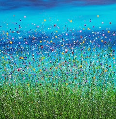 Wild Turquoise Meadows #6, Painting, Acrylic on Canvas