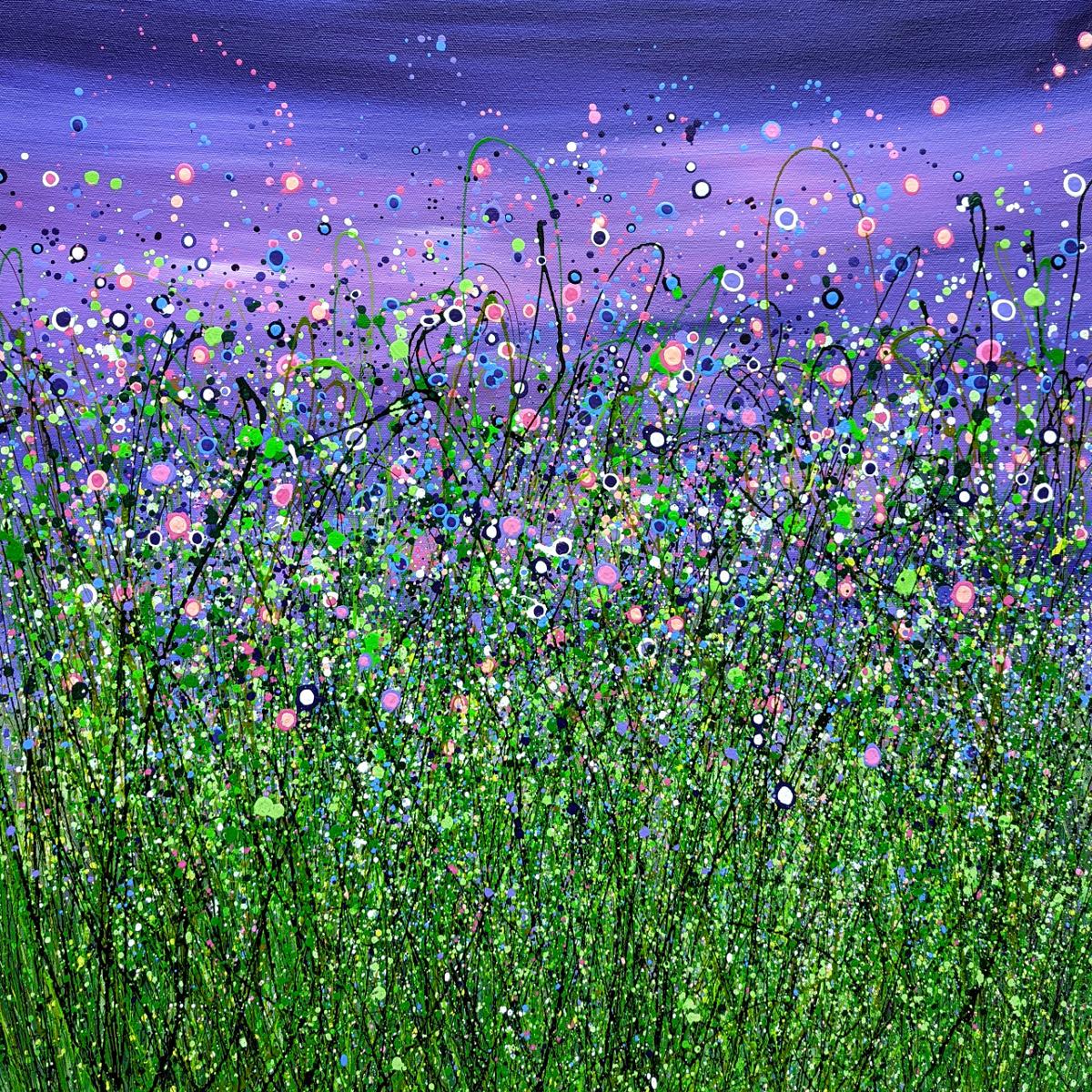 Lucy Moore  Landscape Painting - Amethyst Rhapsody by Lucy Moore, Abstract versus Figurative, Floral art 