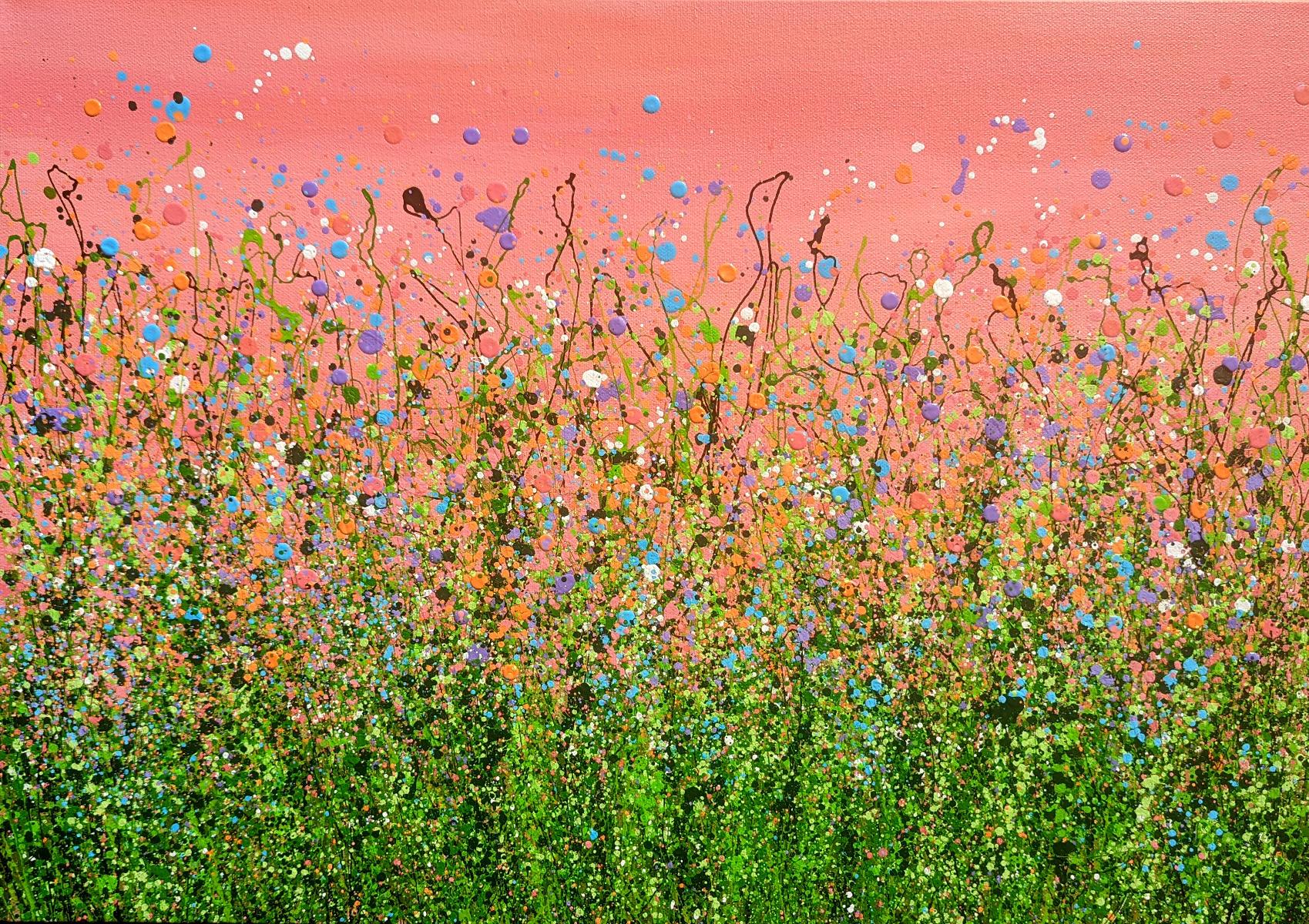 Lucy Moore  Landscape Painting - Flamingo Sky Meadows #5 by Lucy Moore, Floral, Wildflowers, Contemporary art