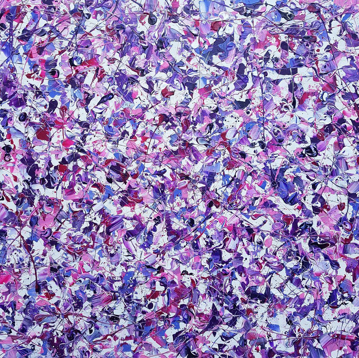 Lucy Moore Abstract Painting - Abstract Synapses - Amethyst Twilight, Painting, Acrylic on Canvas