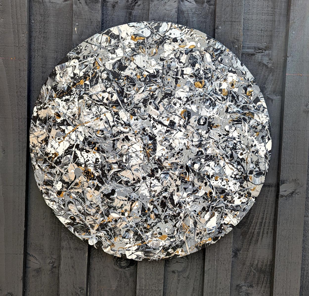 Abstract Synapses - Step Out Of The Shadows #5 Circular Canvas 60 cm Diameter My abstract interpretation of electrical impulses. looking close at my painting you can see all the tiny lines connecting the paint to each other, like a neuron cell