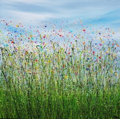 Dopo la pioggia #3, Lucy Moore, quadro originale di paesaggio floreale impressionista