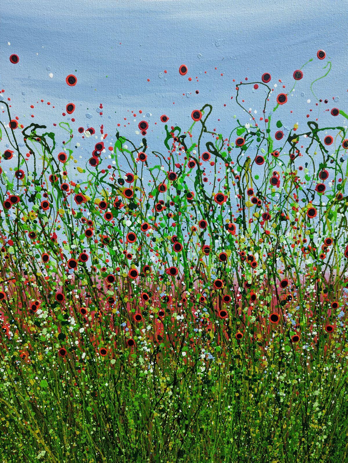 All You Need Is Love #4 60 x 60 cm In questa vibrante fuga in acrilico, ho scatenato un'esplosione di colori, incarnando la lussureggiante vivacità di un prato in piena fioritura. Tratti astratti e tocco impressionista si fondono, creando una danza