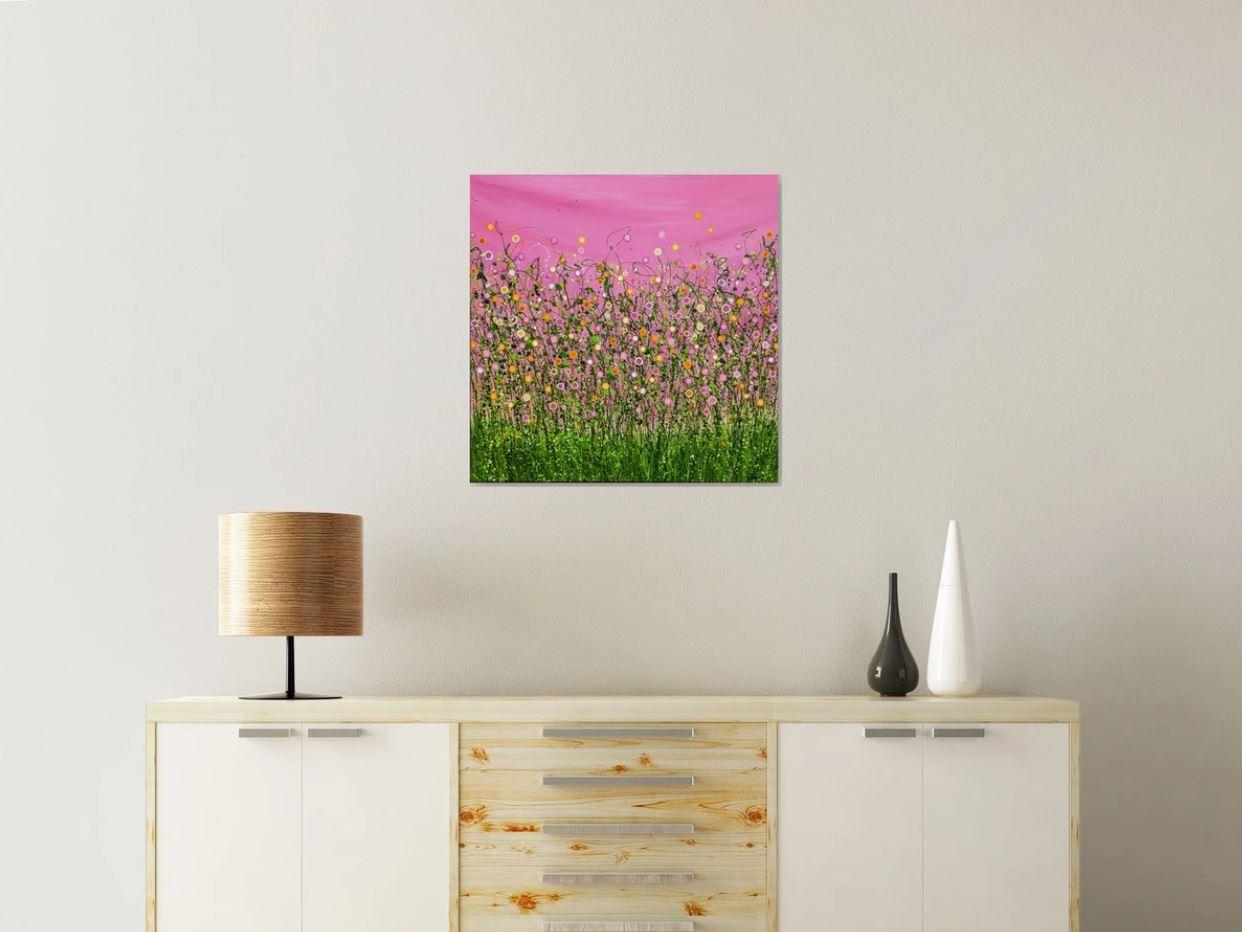 Blushing Confetti Meadows #6, Originalgemälde, Landschaft, Contemporary – Painting von Lucy Moore