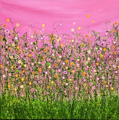 Blushing Confetti Meadows #6, quadro originale, paesaggio, contemporaneo