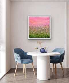 Blushing Sky Meadows #2, Original Landscape Painting, Abstract Expressionist Art