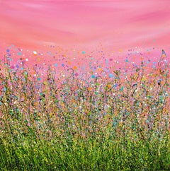 Blushing Sky Meadows #2, Original Landscape Painting, Abstract Expressionist Art