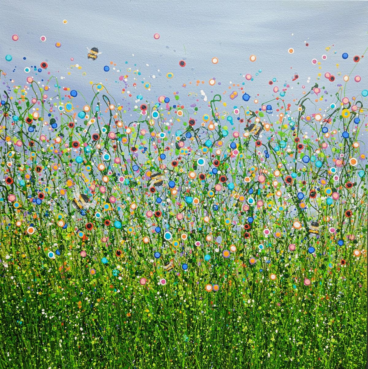 Lucy Moore Landscape Painting - Bumbling Chaos #2, floral art, meadow art, original art, affordable art