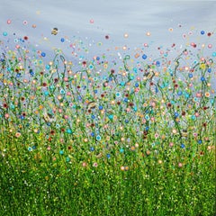 Bumbling Chaos #2, floral art, meadow art, original art, affordable art