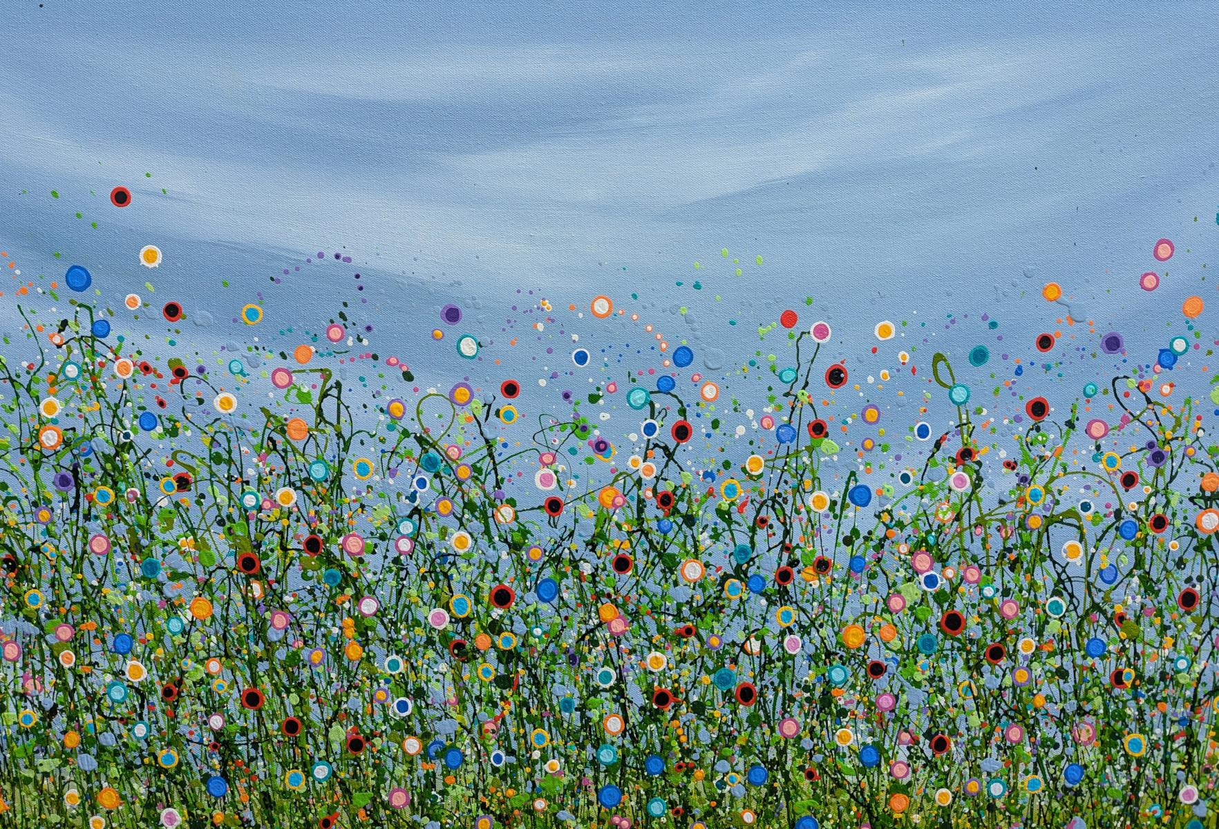 Chaotic Beauty #5, Peinture originale, Prairie florale, Nature, Grey, Red art en vente 5