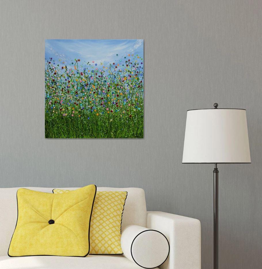 Chaotic Beauty #6 60 x 60 cm x 1.5 cm I created this artwork, using a harmonious blend of colors to manifest a dreamscape. Embodying both abstract and impressionistic styles, I sought to evoke a sense of serenity and wild joy. We love Lucy Moore's