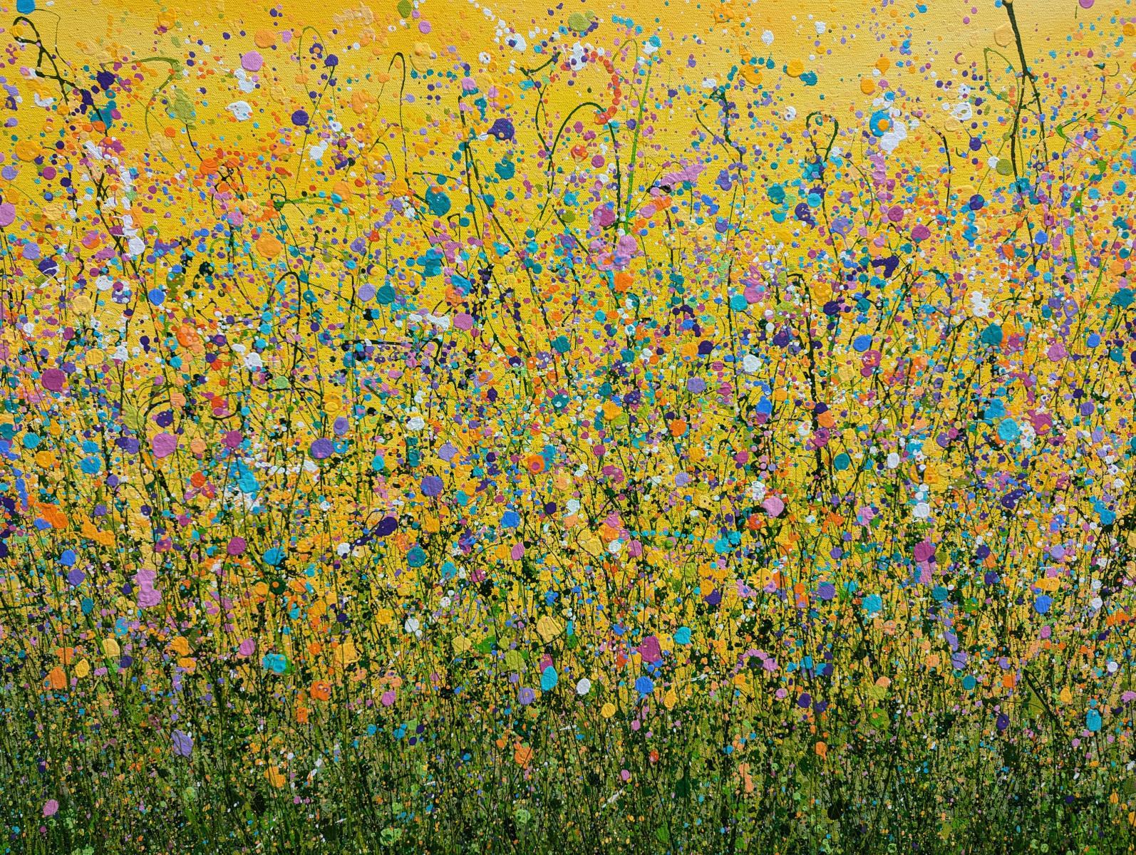 Dreaming Of Yesterday This piece will be taken off the wooden frame and the canvas will be shipped rolled in a tube In this piece I created nature untamed at peak bloom. The abstract and figurative fusion allows the colors to dance playfully across