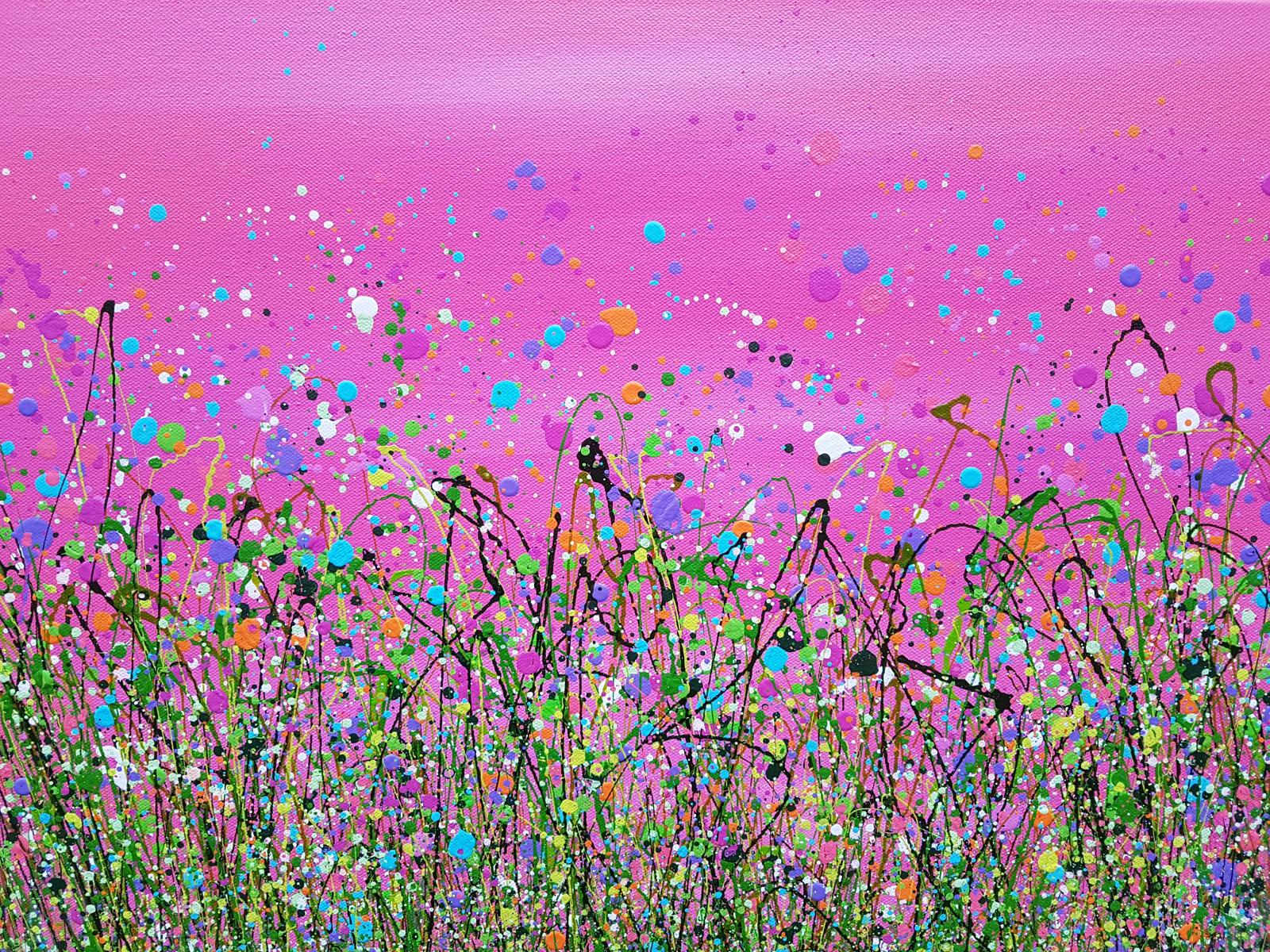 Flamingo Sky Meadows - Painting by Lucy Moore