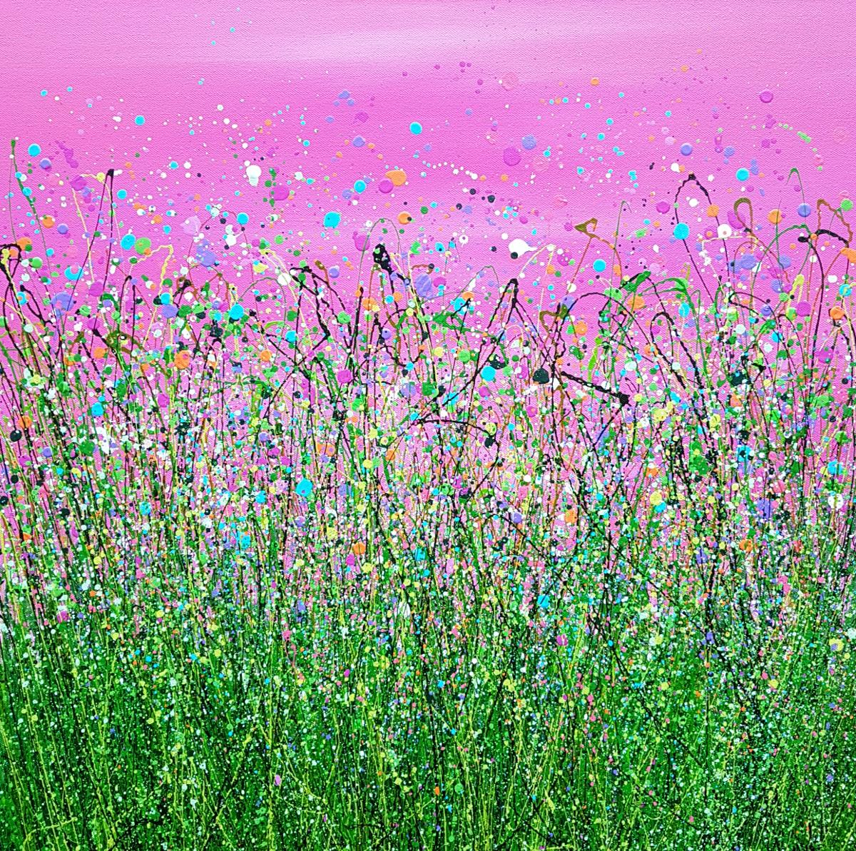 Lucy Moore Abstract Painting - Flamingo Sky Meadows