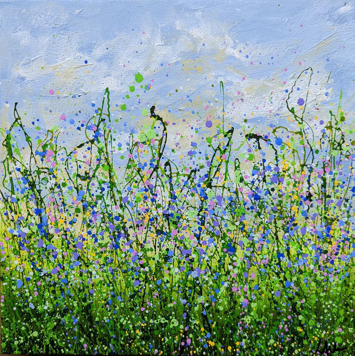 Hazy Bluebell Meadows, Lucy Moore, Original painting, Contemporary art