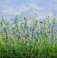 Hazy Bluebell Meadows, Lucy Moore, Original painting, Contemporary art