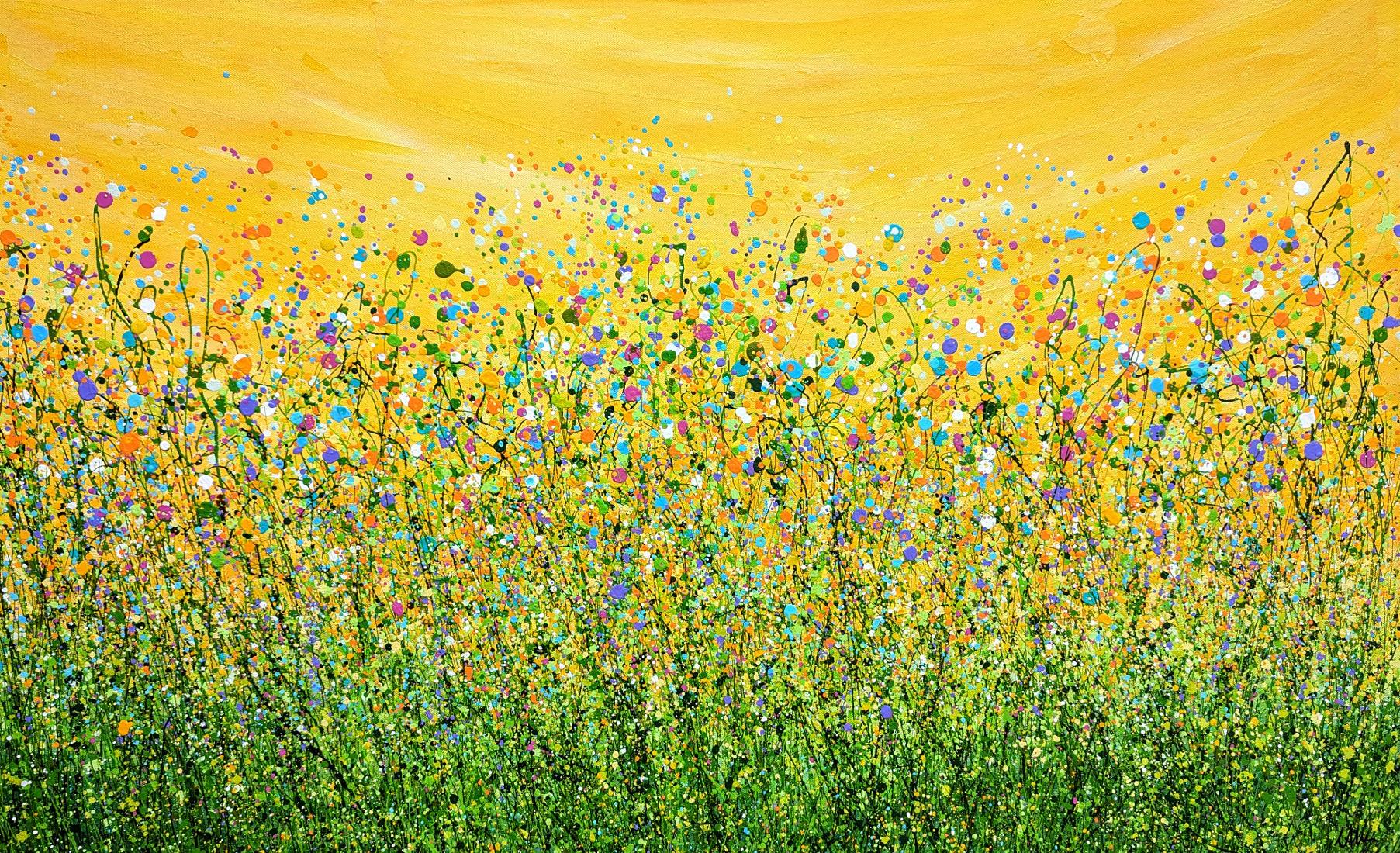Lucy Moore Landscape Painting - It's Only When You Fall That You Fly #7, floral art, meadow art, original art