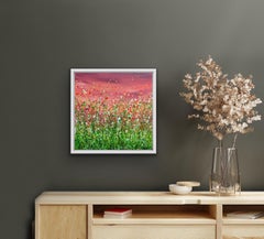 Lucy Moore Delicia carmesí, pintura de estilo expresionista abstracto, arte paisajista