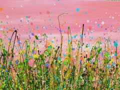 Lucy Moore, Flamingo Sky Meadows #3, Pittura astratta originale di paesaggio