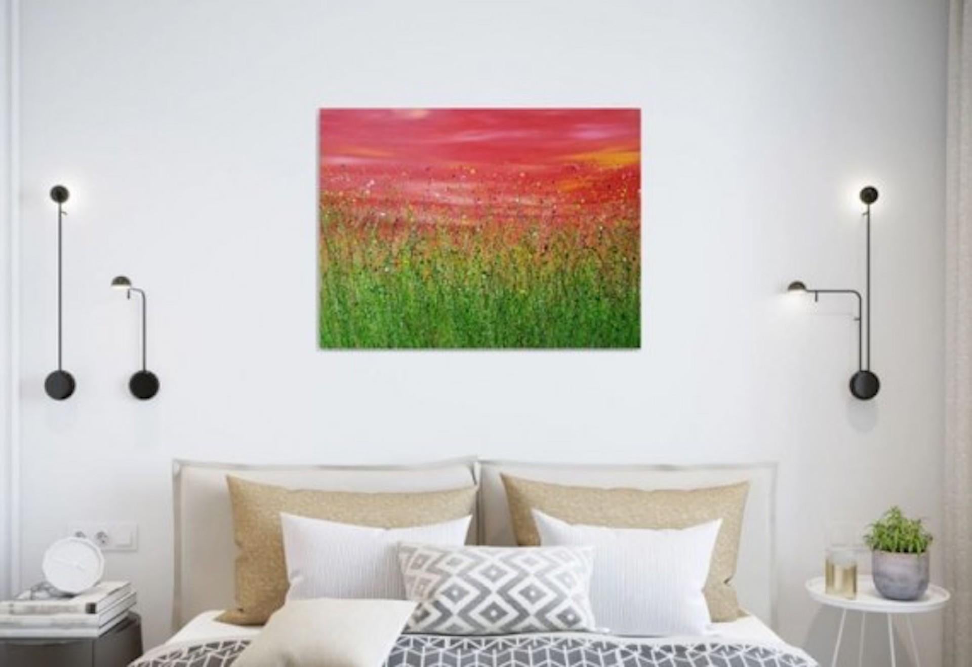 Lucy Moore, Red Sky At Night #6, Original Semi Abstract Landscape Painting 5