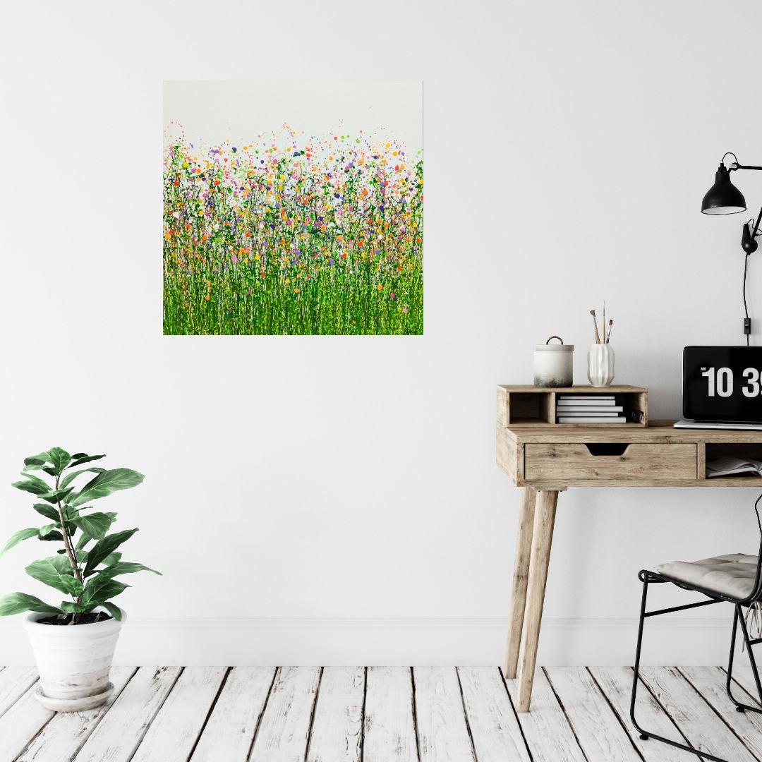 Meadow Cascade Ispirato dall'osservazione dei cambiamenti nei prati. La primavera si trasforma in estate, la terra inizia a crogiolarsi sotto il bagliore del sole e i colori della vita iniziano a comparire. Utilizzando la mia tecnica dell'erba