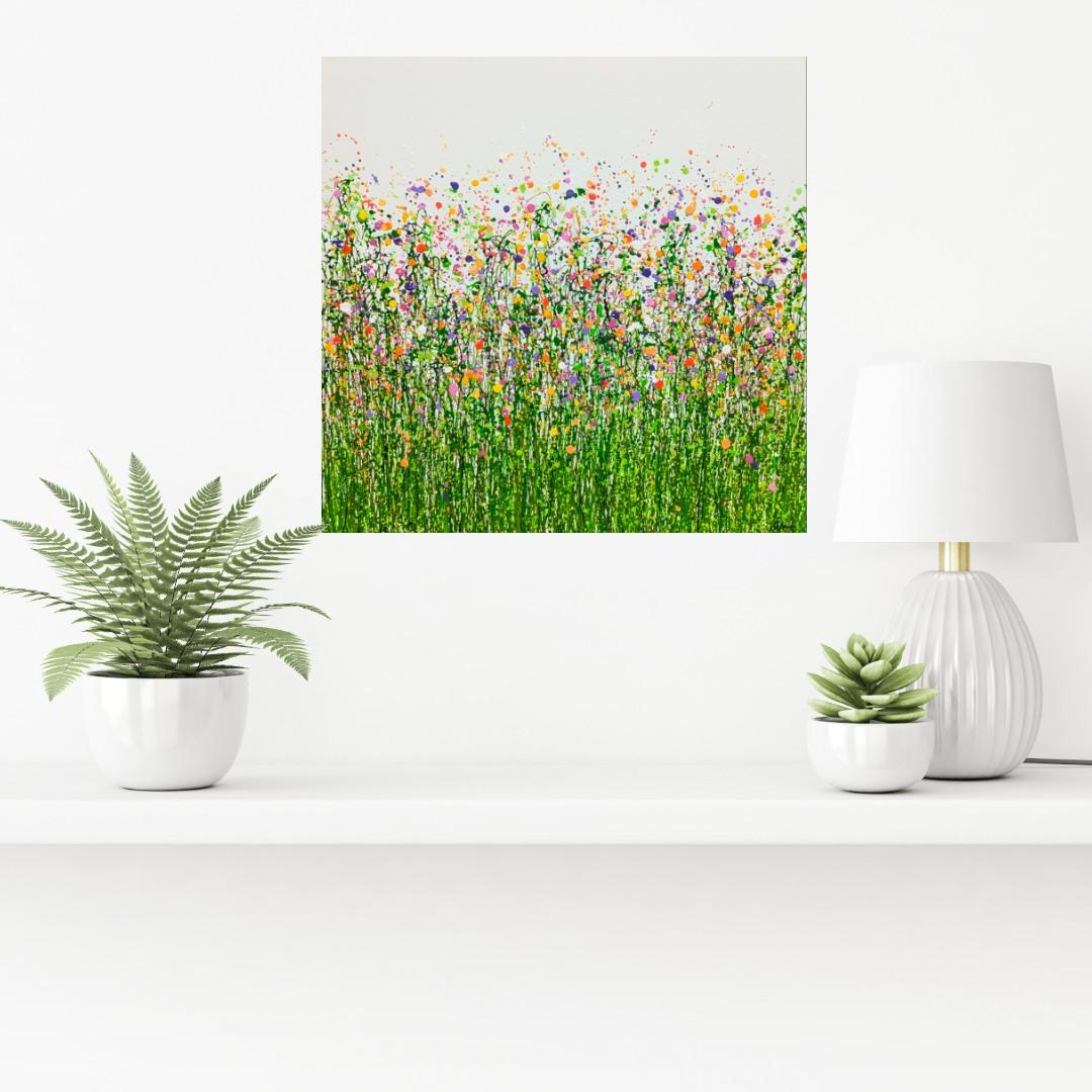 Prato a cascata, quadro originale, paesaggio, contemporaneo in vendita 1