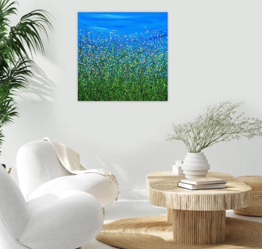 Meadow Radiance #2 von Lucy Moore, Meadow Painting, Floral Art, Landschaftskunst im Angebot 1