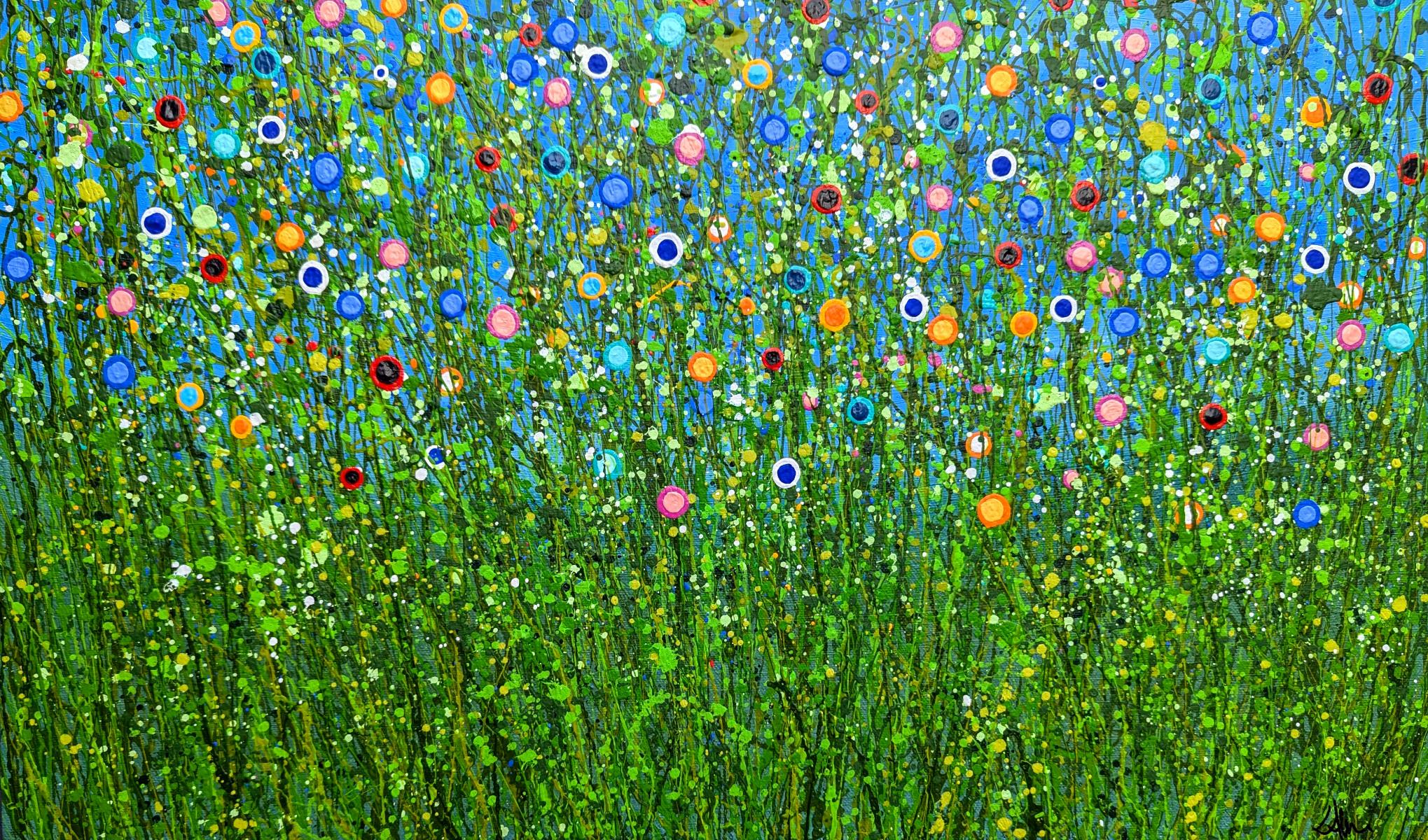 Meadow Radiance #4 and Turquoise Chaos #4, Set of 2, original painting For Sale 4