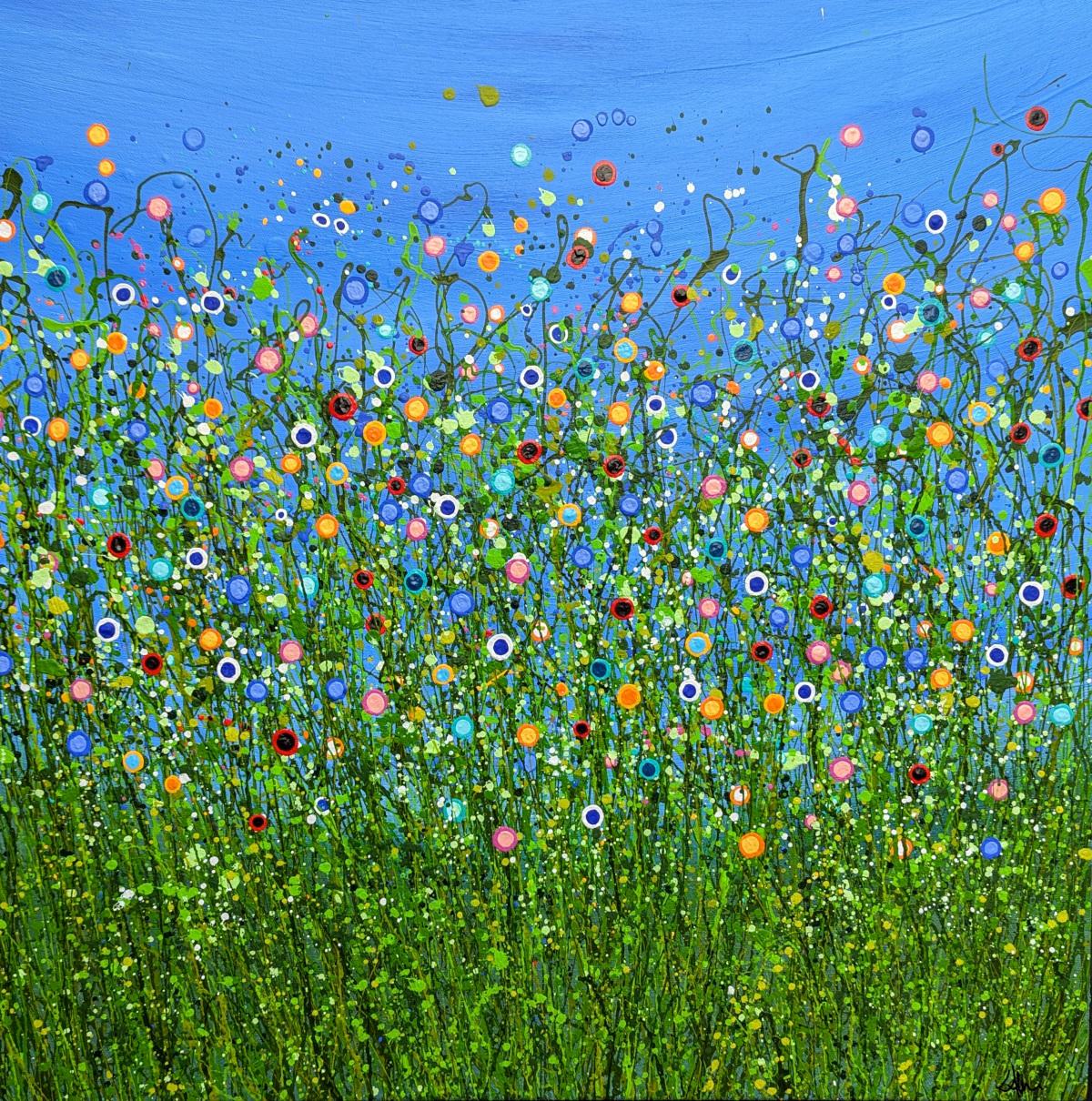 Meadow Radiance #4 and Turquoise Chaos #4, Set of 2, original painting - Painting by Lucy Moore