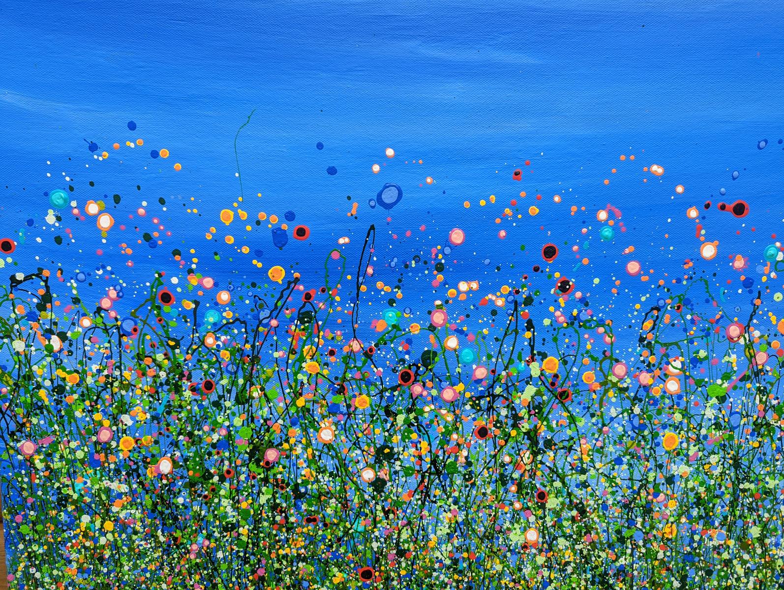 Meadow Radiance - Blue Landscape Painting by Lucy Moore