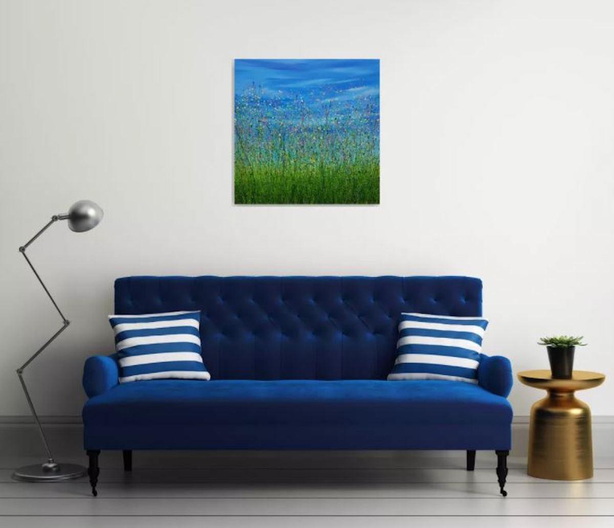 Memories of Summer - Blue Landscape Painting by Lucy Moore