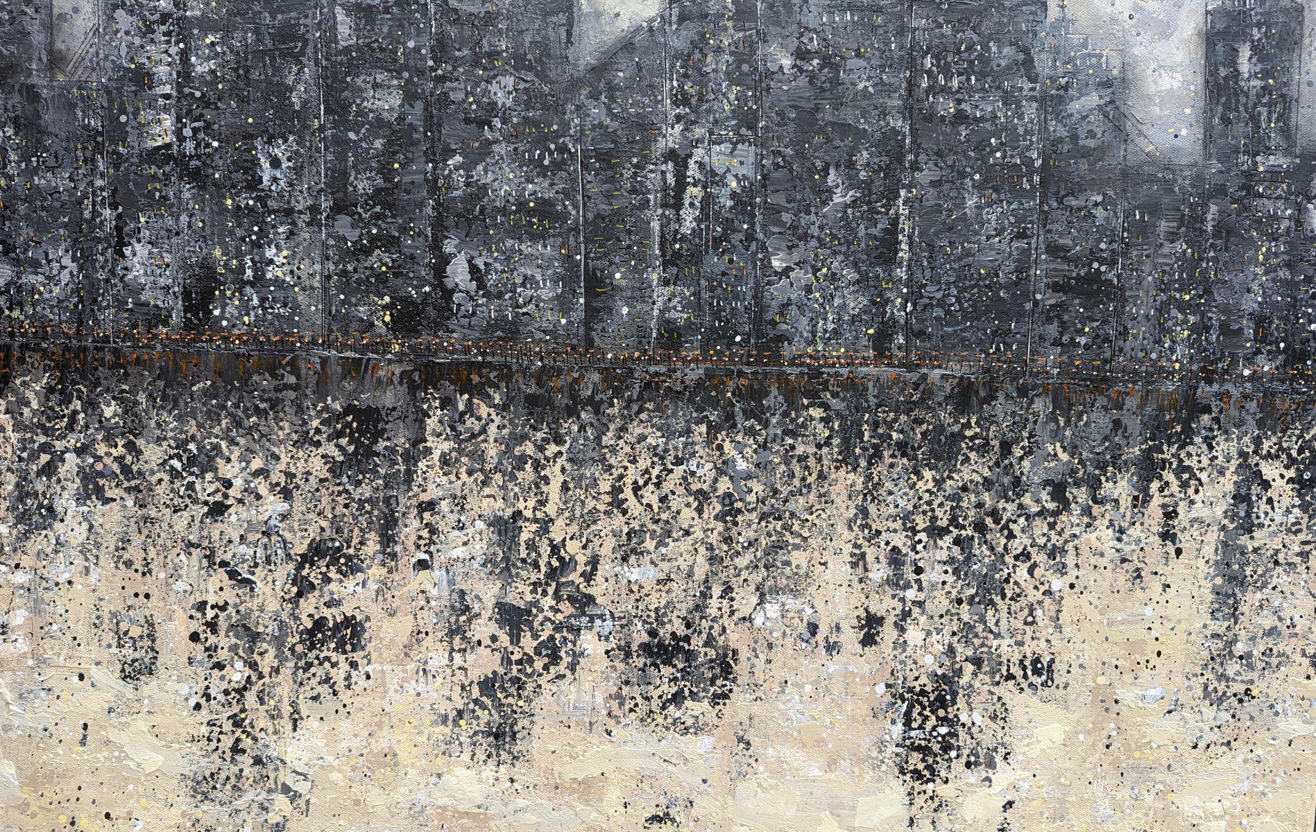 Metropoli di mezzanotte - Testa tra le nuvole, Quadro originale, Nature, Grigio in vendita 4
