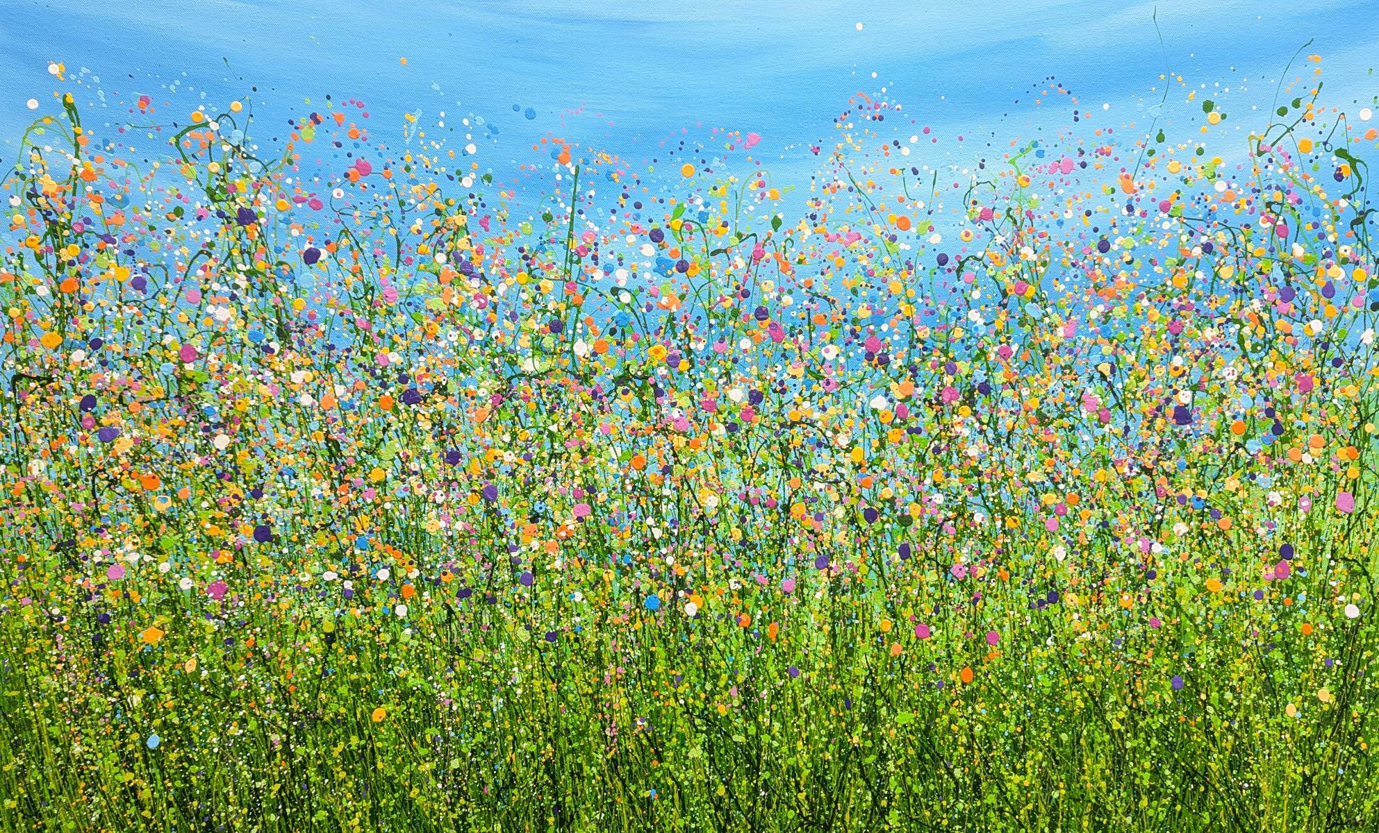 Caleidoscopio de la Naturaleza - 97 x 60 cm, Este cuadro es una vibrante celebración de la espontaneidad y la belleza de la naturaleza, representada mediante enérgicas salpicaduras de color y formas dinámicas y abstractas, que captan la esencia de