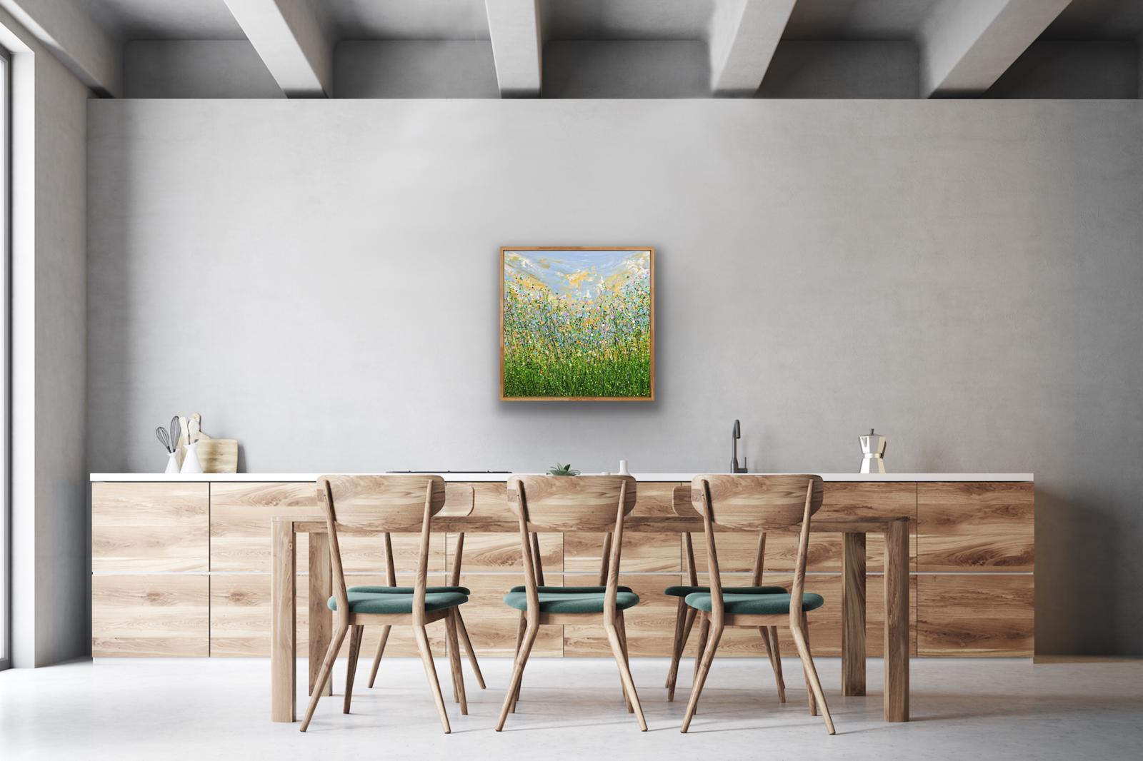 Pastel Spring Dreams, Original Painting, Flowers, Meadow, Sky For Sale 8