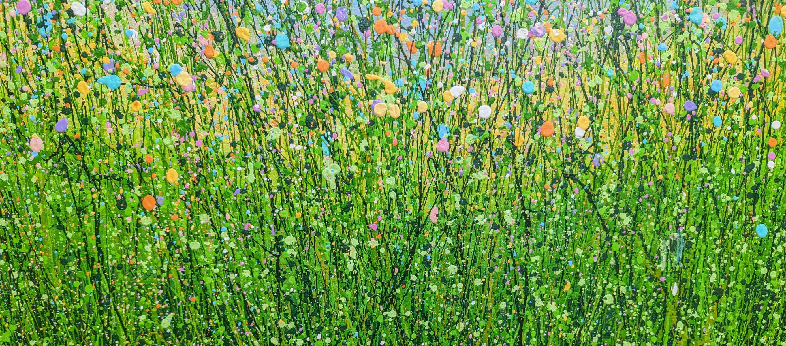 Pastel Spring Dreams, Original Painting, Flowers, Meadow, Sky For Sale 6