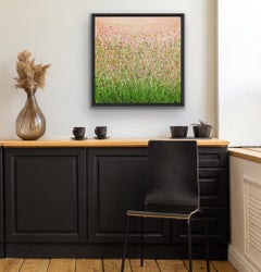 Peaches & Cream Meadow Delight #2, Expressionist Style Floral Landscape Painting