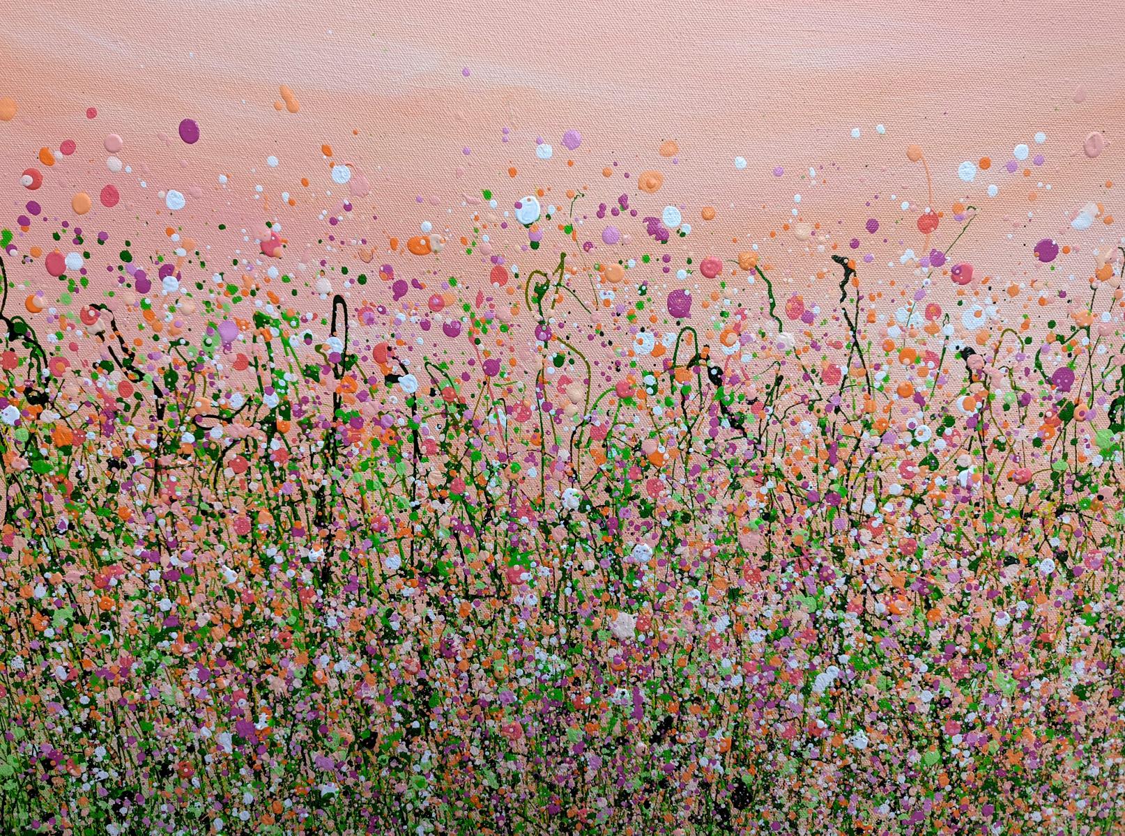 Peaches & Cream Meadow Delight #2, Expressionist Style Floral Landscape Painting For Sale 5