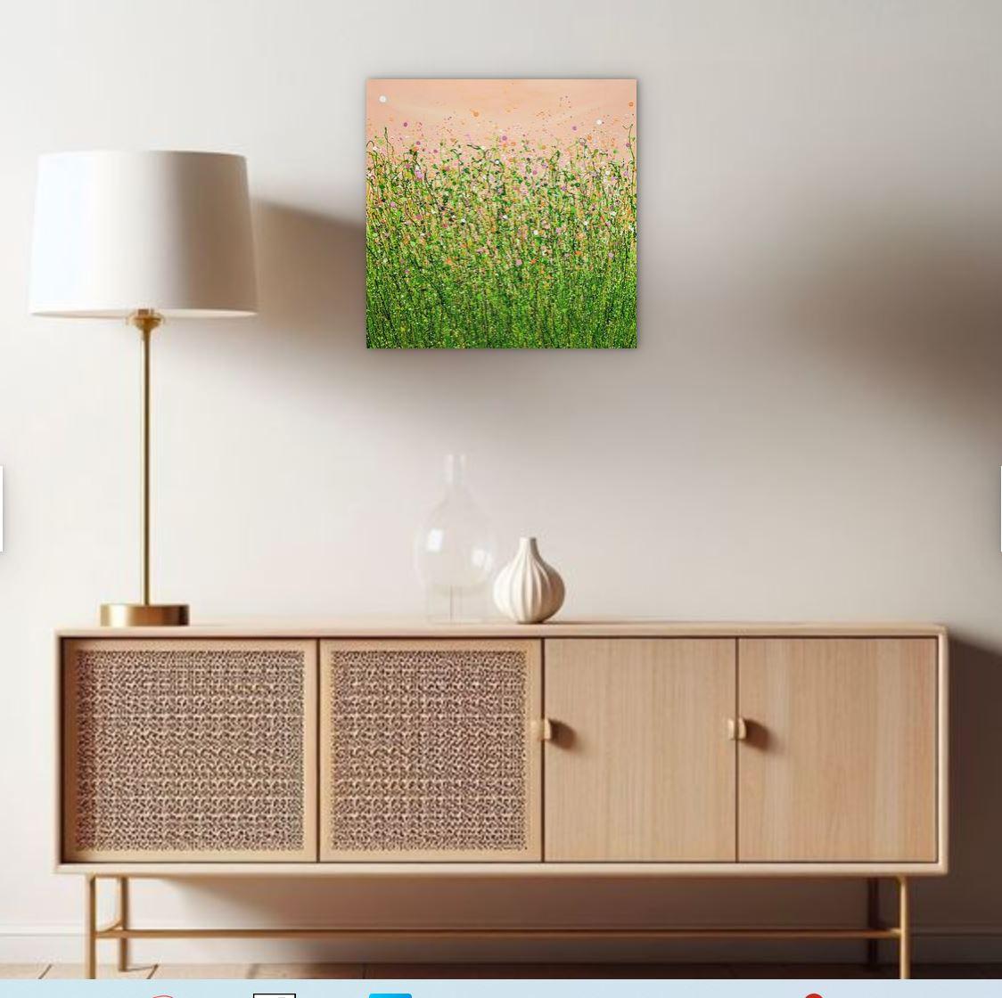 Peaches & Cream Meadow Delight #5, Original painting, Floral meadow, Nature For Sale 5