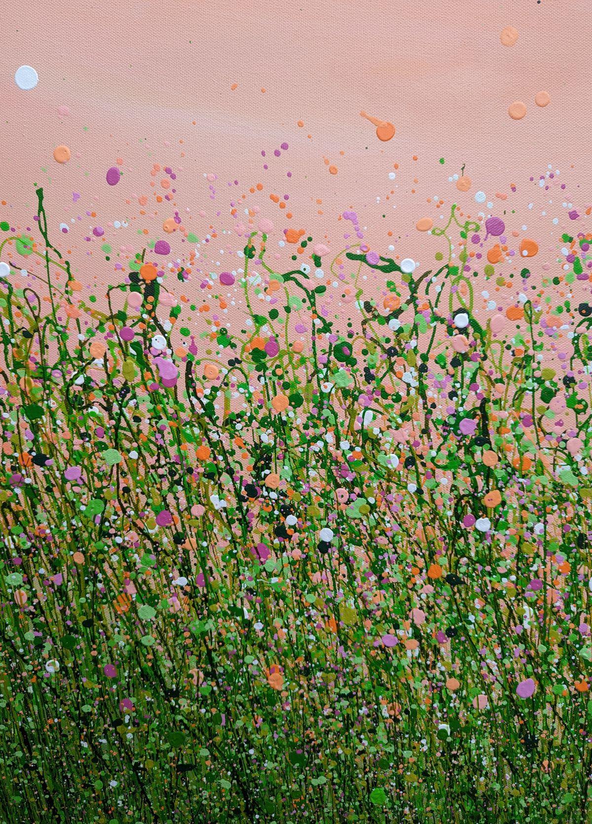 Peaches & Cream Meadow Delight #5, Original painting, Floral meadow, Nature For Sale 1