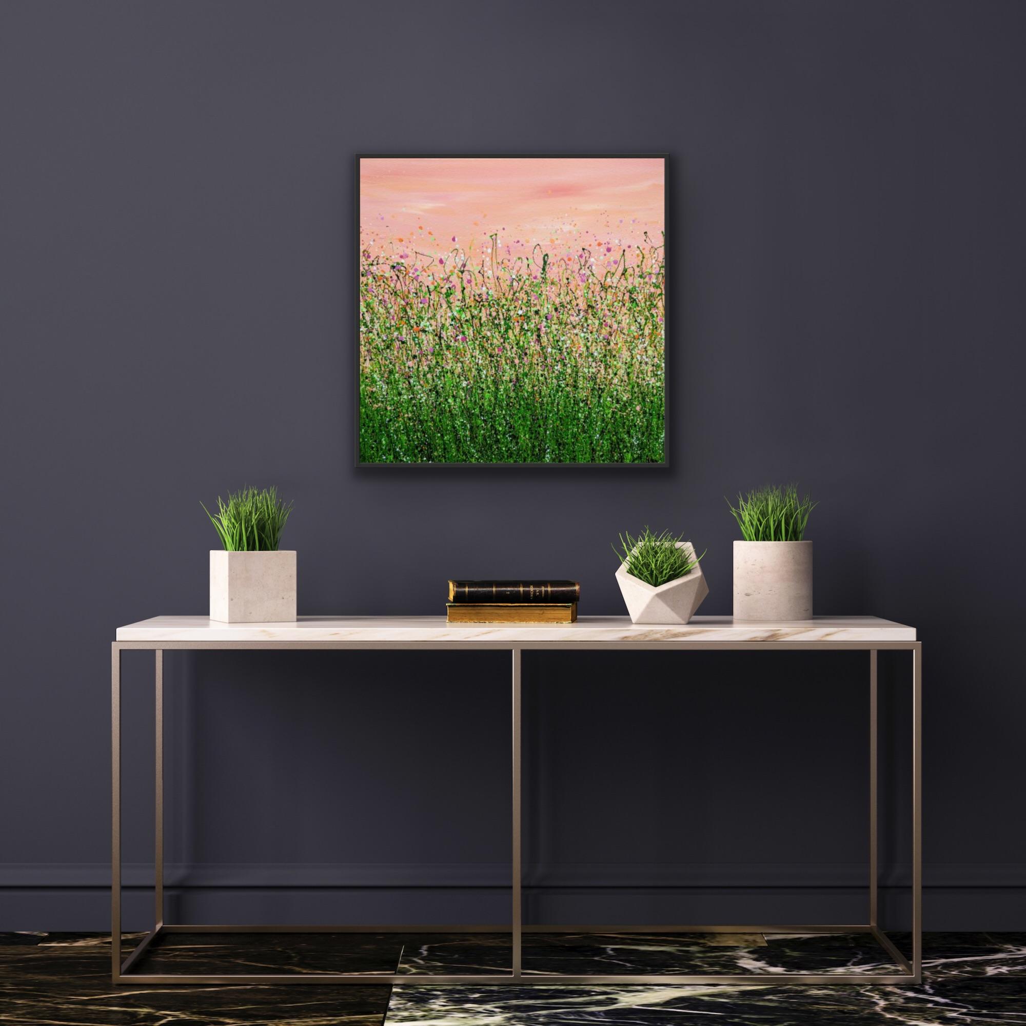 Peaches & Cream Meadow Delight by Lucy Moore [2022]
original and hand signed by the artist 
Acrylic on canvas
Image size: H:60 cm x W:60 cm
Complete Size of Unframed Work: H:60 cm x W:60 cm x D:1.5cm
Sold Unframed
Please note that insitu images are
